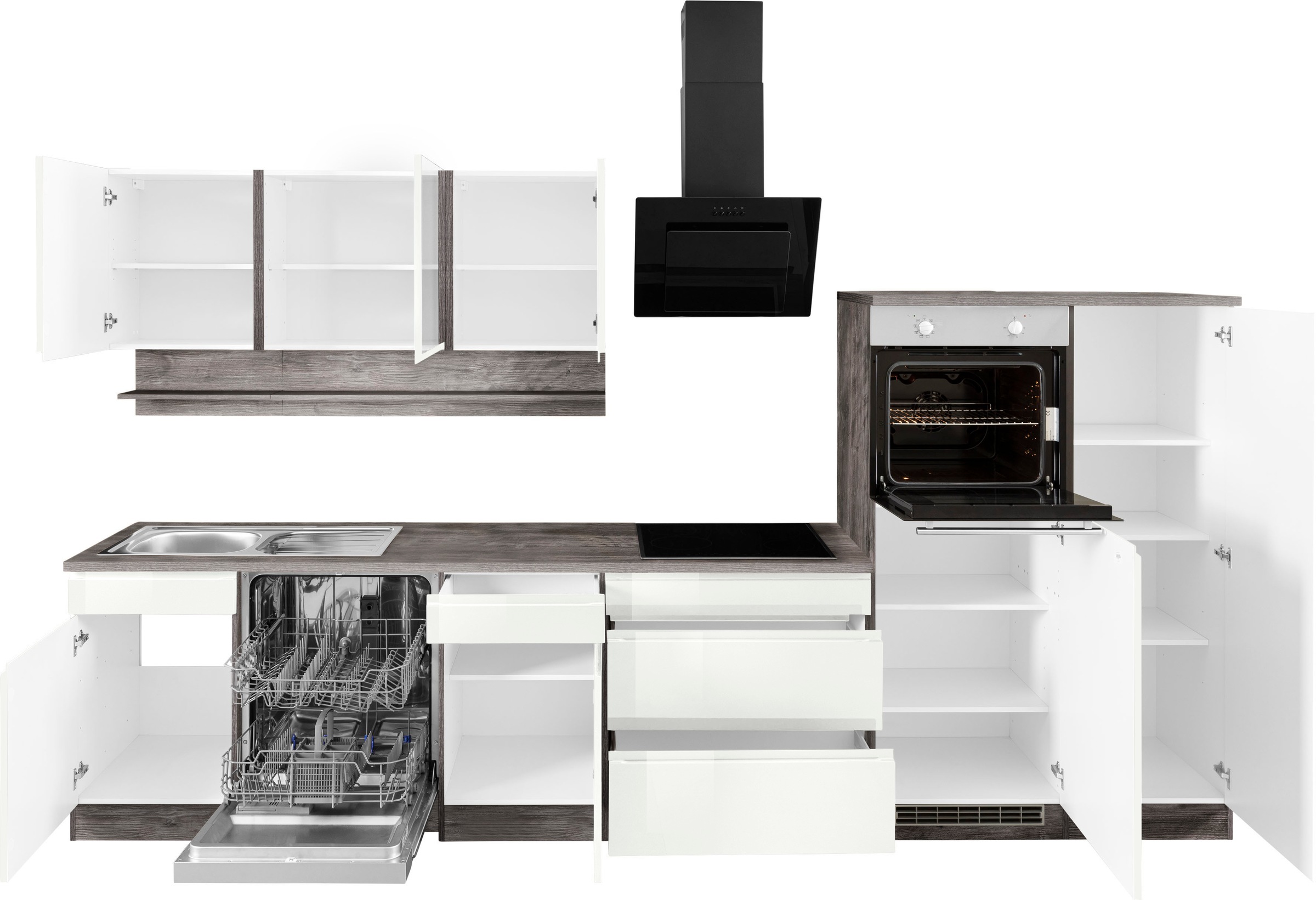 KOCHSTATION Küchenzeile »KS-Virginia« Breite 350 cm, ohne E-Geräte