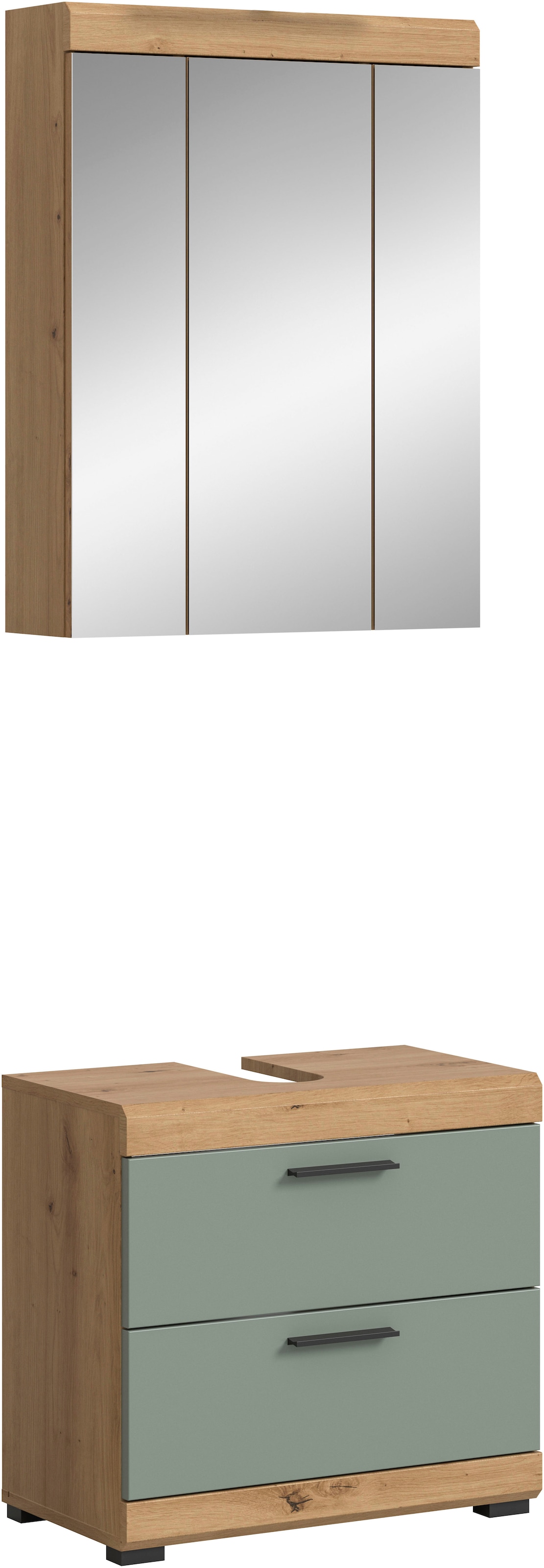 welltime Badmöbel-Set "SIENA, 2 tlg., bestehend aus: Waschbeckenunterschrank, Spiegelschrank" Set, TOPSELLER, 2 Stk. tlg.