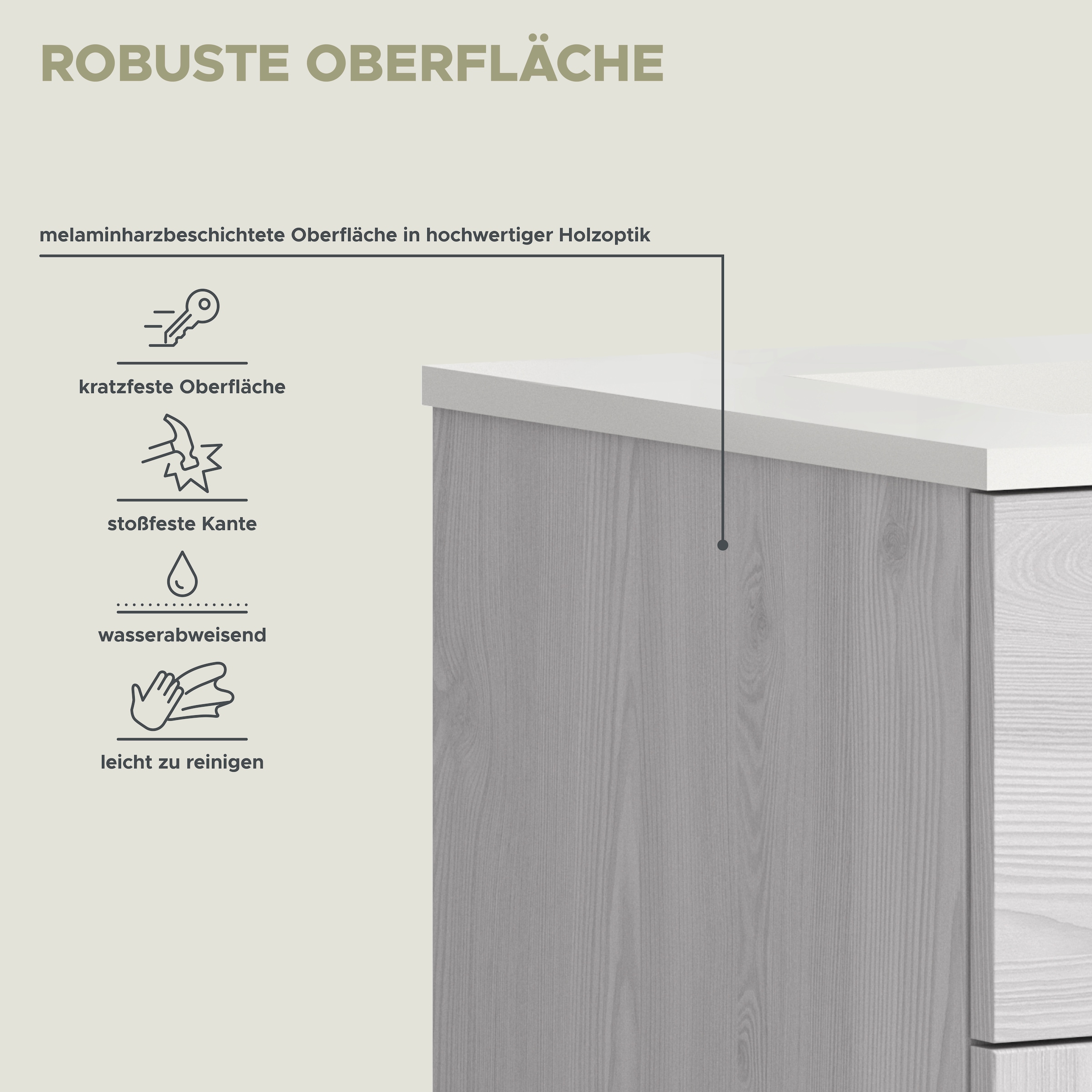welltime Badmöbel-Set »COSENZA, 3-teilig, in Landhausoptik, mit farblich abgesetztem Kranz« best.aus: Hochschrank, Waschtisch inkl. Waschbecken & Spiegelschrank, 3 Stk. tlg.
