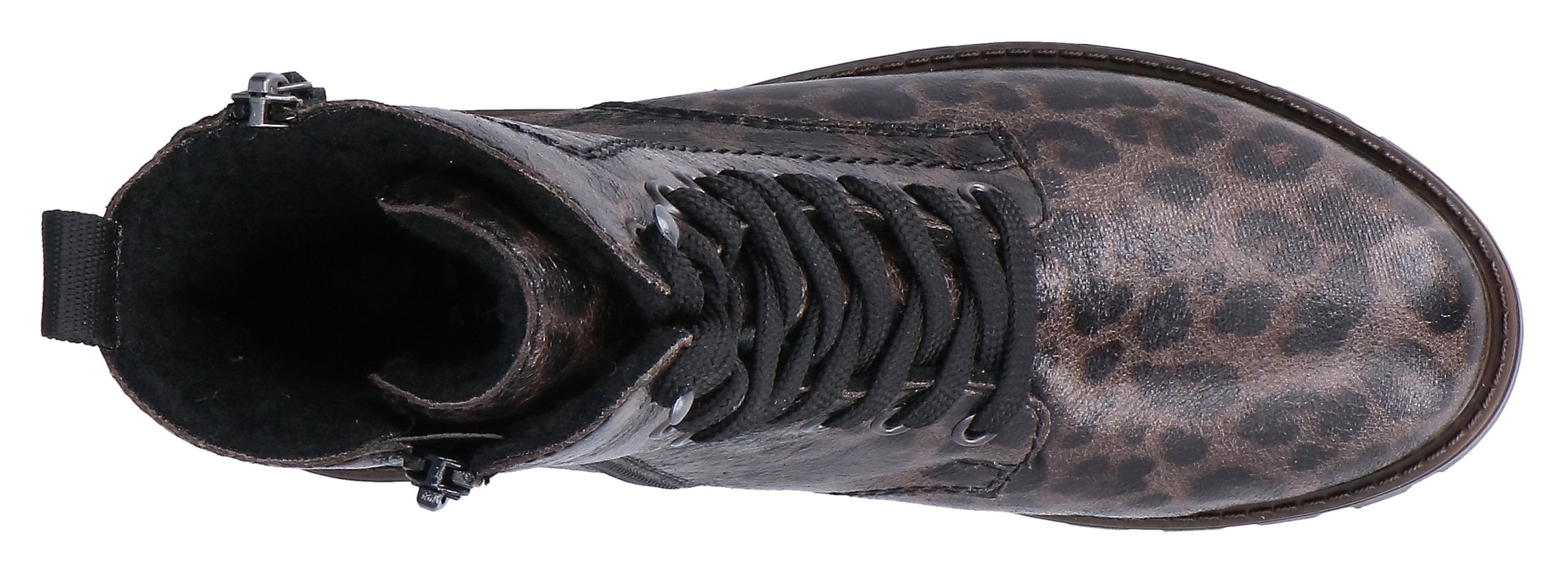 Rieker Winterstiefelette  Winterboots, Schnürstiefelette, Blockabsatz, in aktueller Leo-Optik