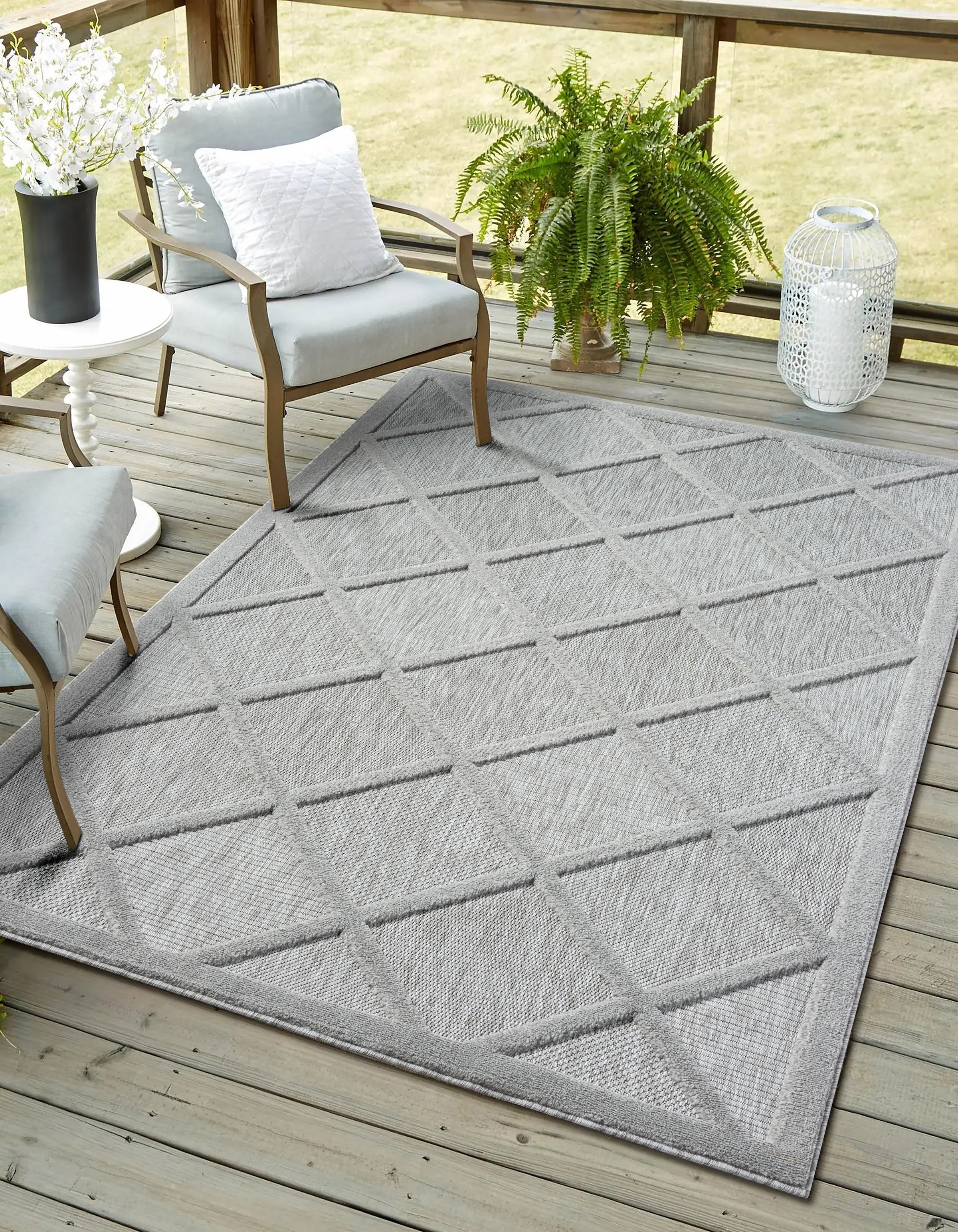 Myflair Möbel & Accessoires Teppich »Amara«, rechteckig, Uni Farben, Hoch-Tief Effekt, Outdoor geeignet, Balkon, Terrasse