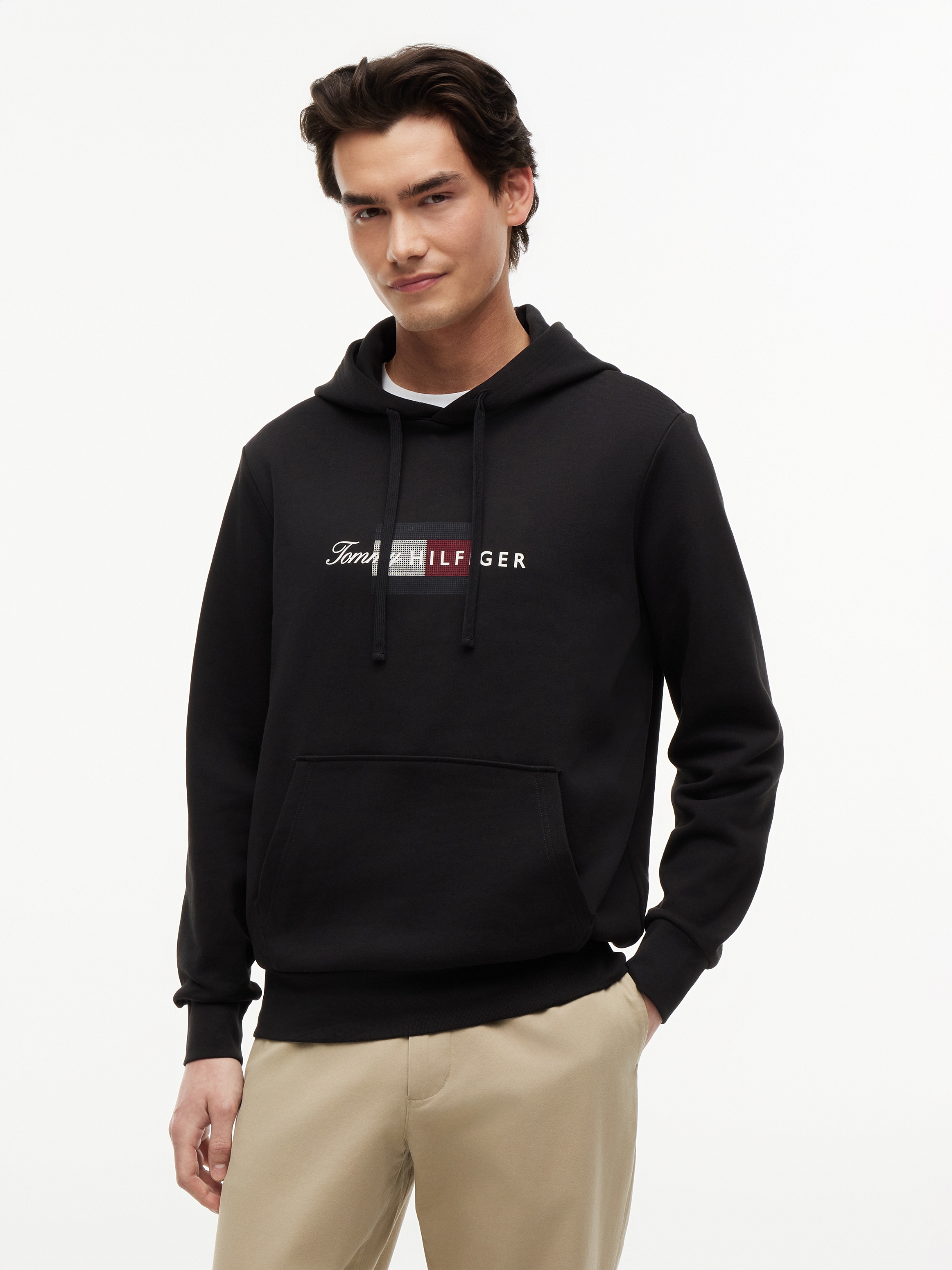 Tommy Hilfiger Hoodie "SCRIPT FLAG HOODIE", mit Flag-Grafik und Tunnelzug