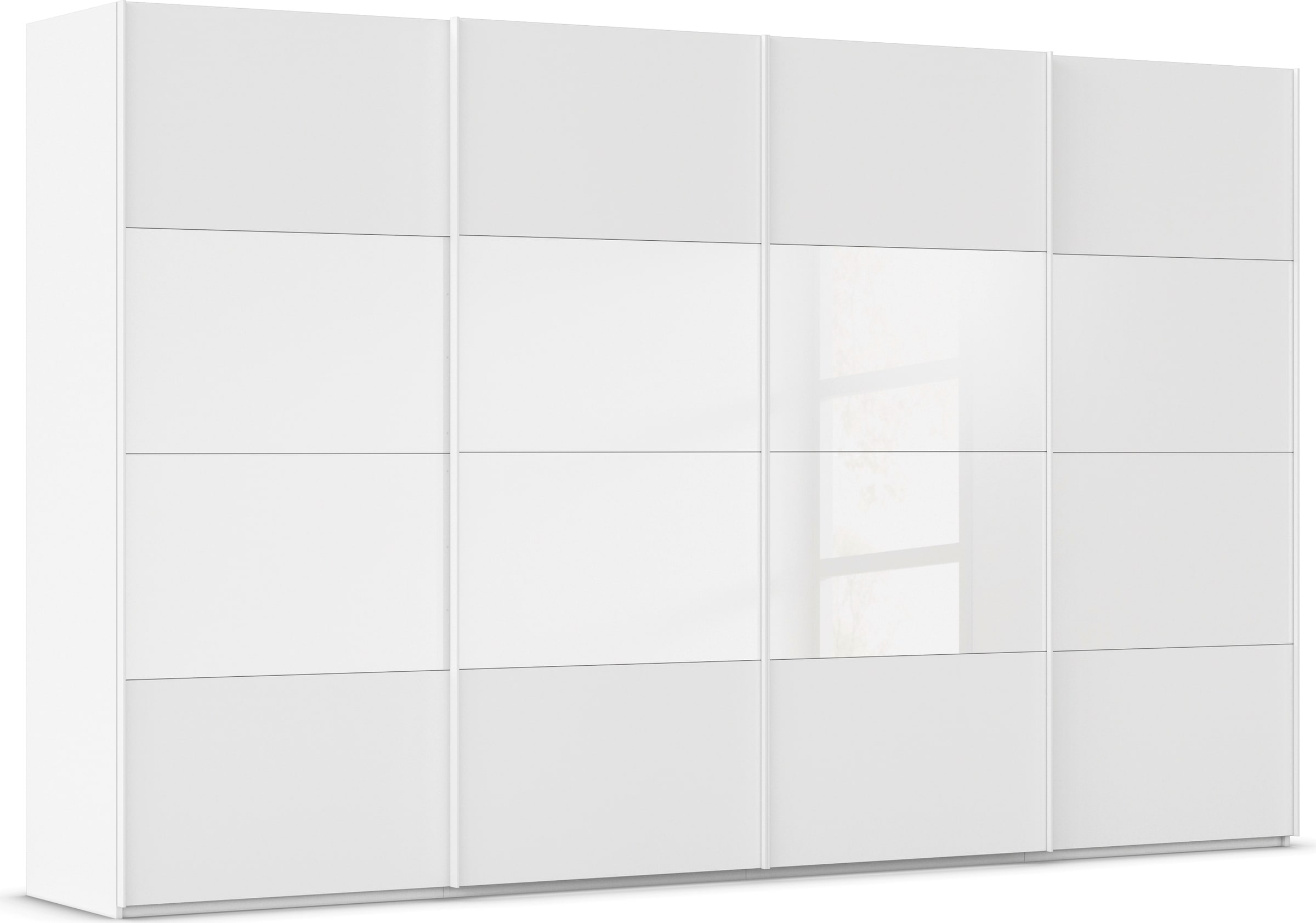 rauch Schwebetürenschrank "Kleiderschrank Schrank Garderobe Schlafzimmerschrank SCALE-FYRA" edle Türen viergeteilt Glas matt/glänzend viele Farben MADE IN GERMANY
