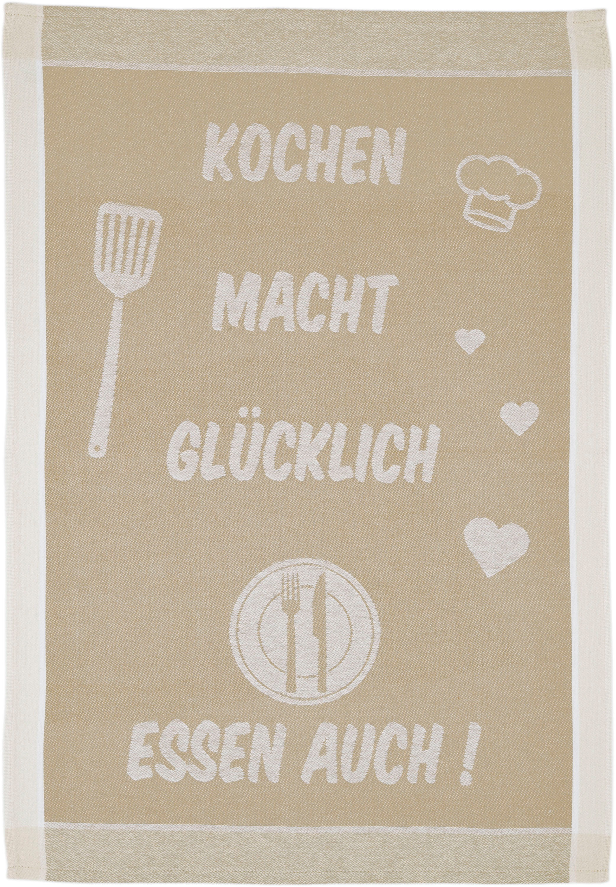 ROSS Geschirrtuch "Kochen macht glücklich... Essen auch" Sprüchetuch, aus 1 günstig online kaufen
