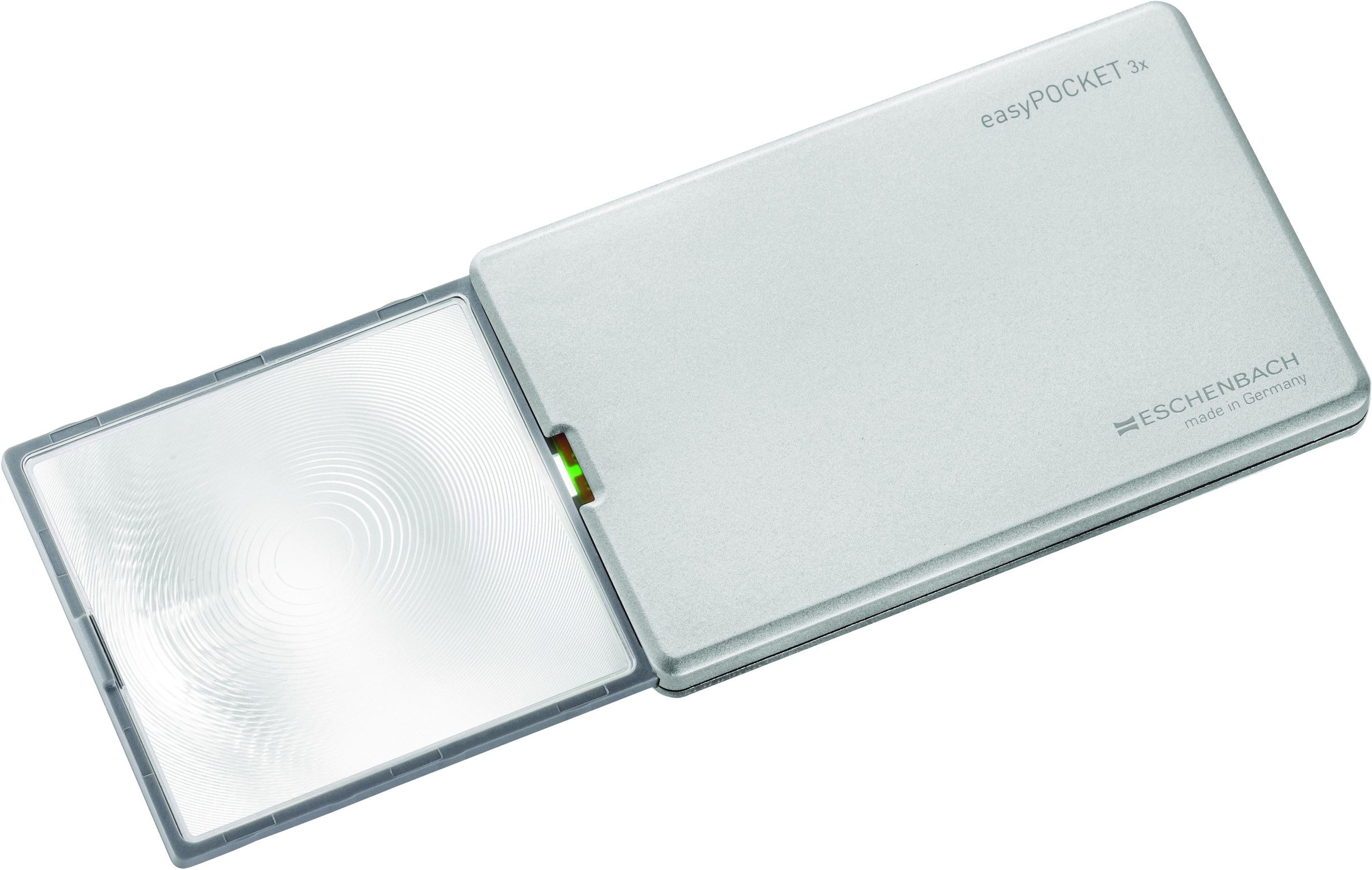 Taschenlupe "easyPOCKET", silber, ESCHENBACH OPTIK, Lupen, Stromsparend, LED-Technik, 3-fach Vergrößerung