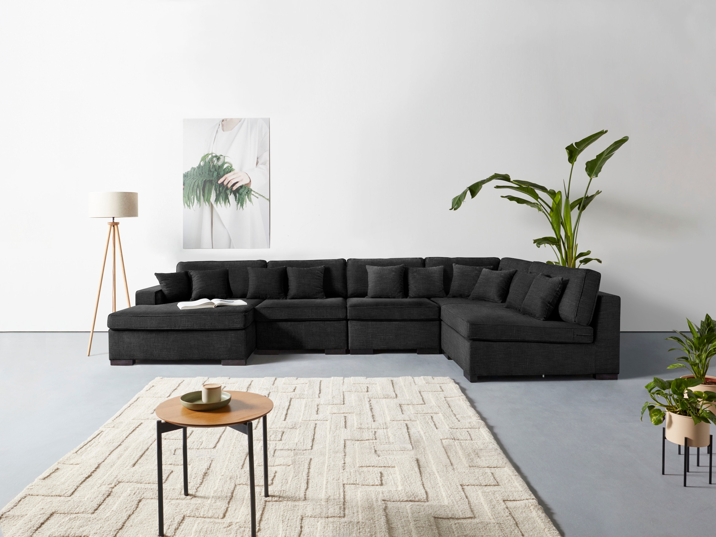 Home affaire Wohnlandschaft "Skara U-Form", Lounge-Sofa mit Federkernpolste günstig online kaufen