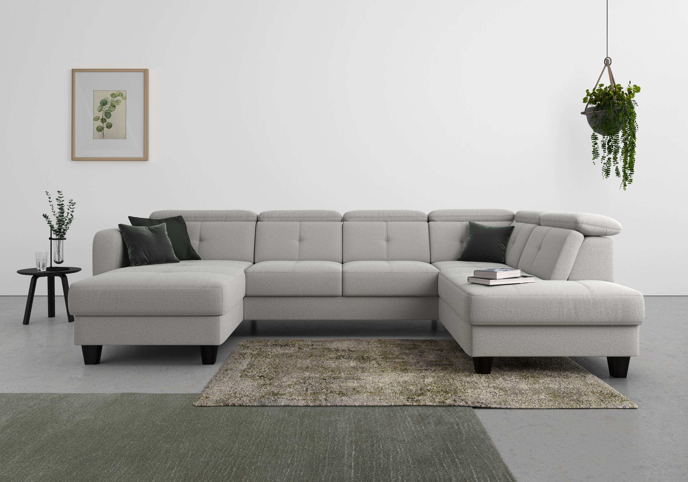 sit&more Wohnlandschaft "Belluci U-Form" Kopfteilverstellung und Federkern, wahlweise mit Schlaffunktion