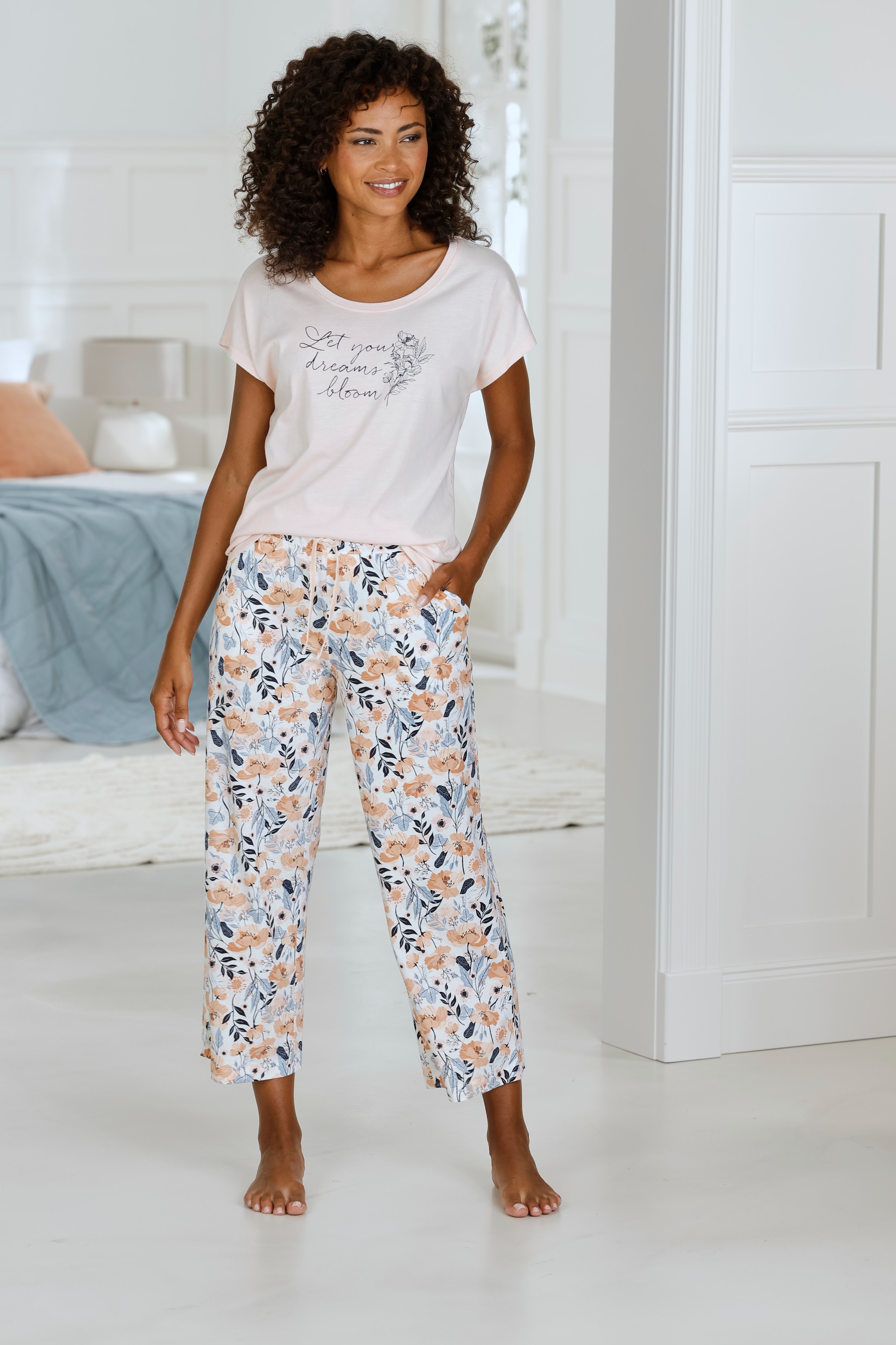 Vivance Dreams Pyjamaoberteil, mit Frontdruck