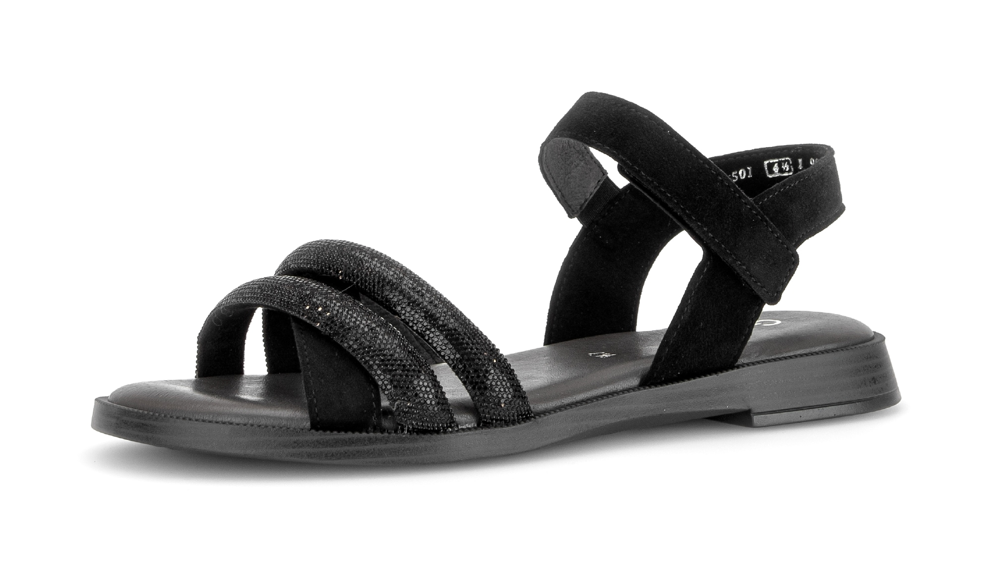 Gabor Riemchensandale  Blockabsatz, Sandalette, Sommerschuh mit glänzenden Schmucksteinen