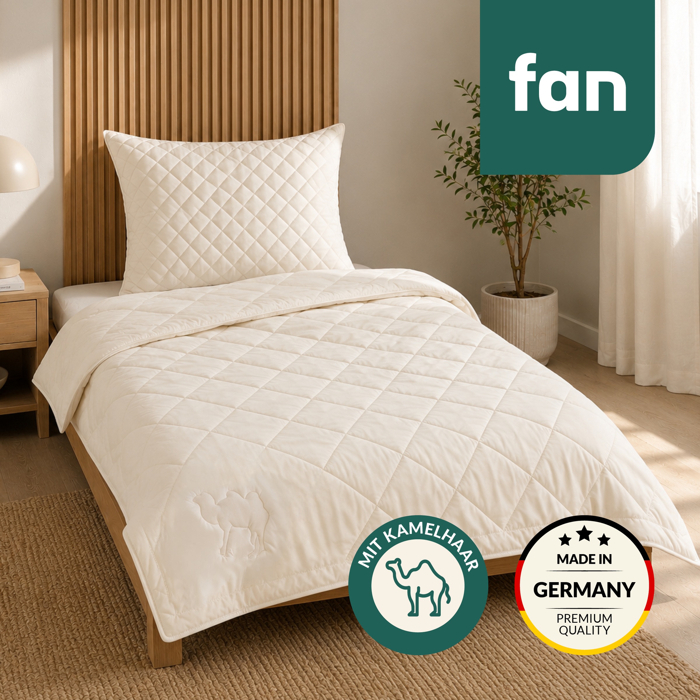 fan Naturhaarbettdecke "Gobi, Bettdecken für Sommer und Winter, temperaturausgleichend" leicht Füllung Kamelhaar Bezug Baumwolle 1 Stk. tlg. Klimatisierende Kamelhaar-Füllung - Made in Germany