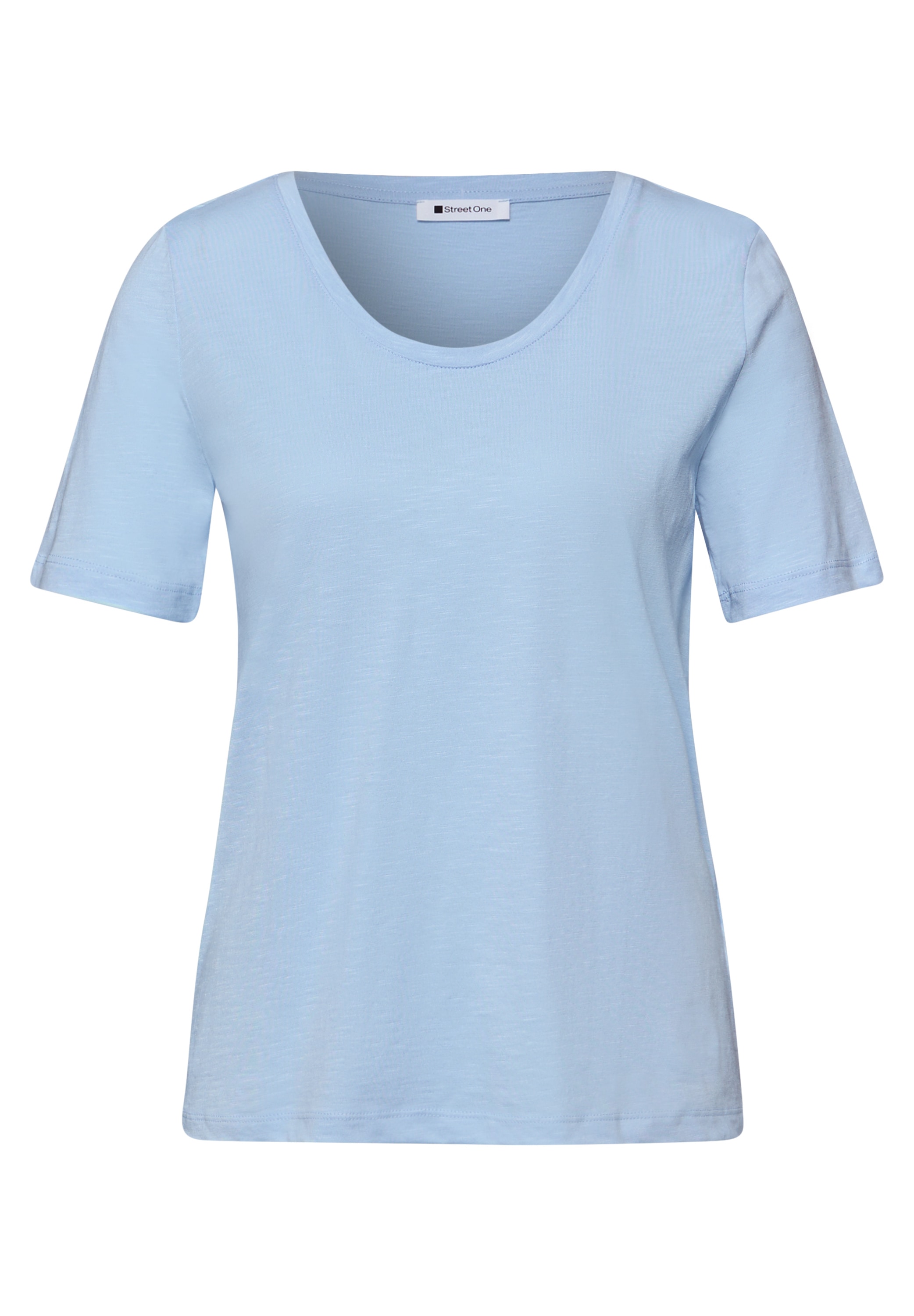 STREET ONE T-Shirt mit abgerundetem V-Ausschnitt