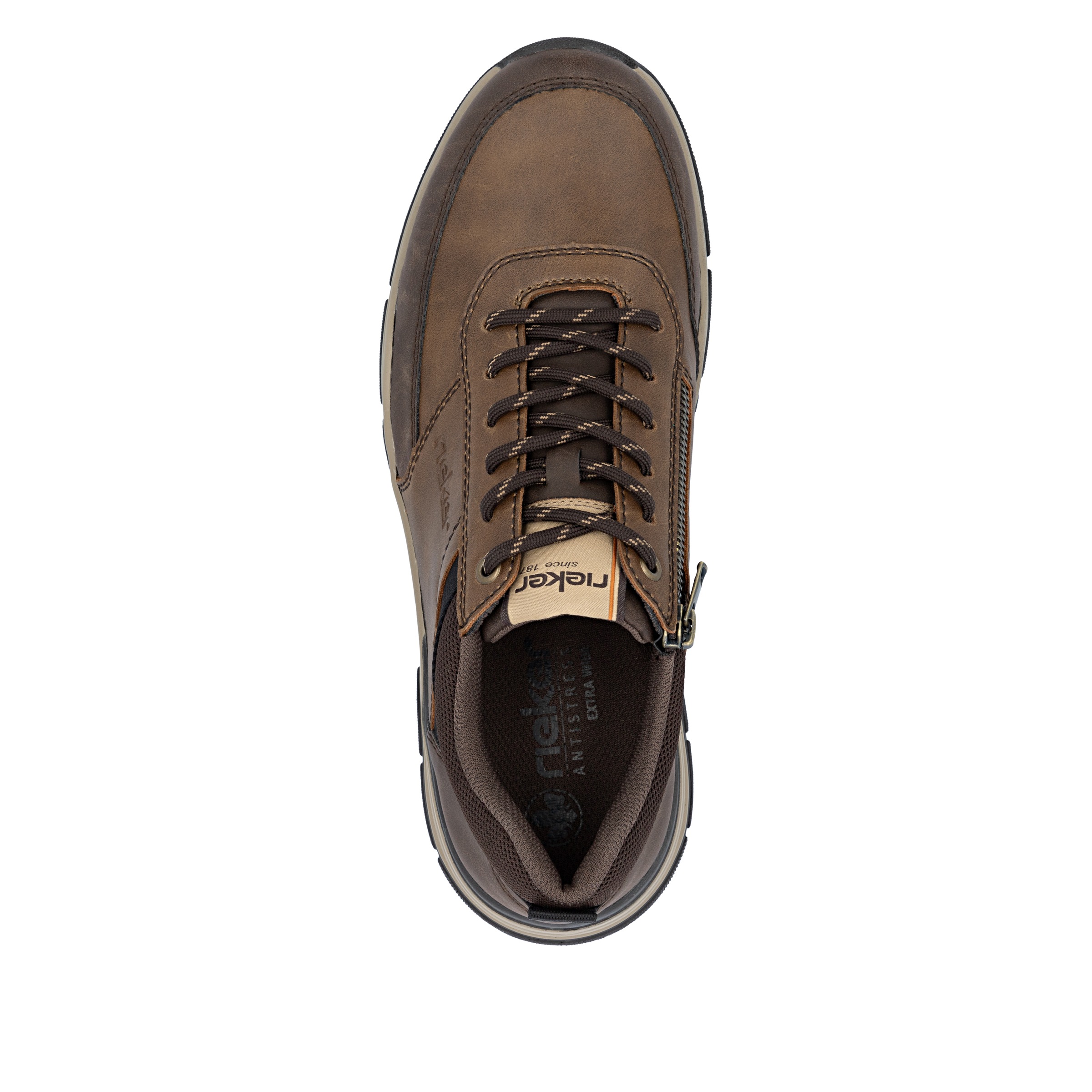Sneaker RIEKER, Herren, Gr. 44, dunkelbraun, nussbraun, Lederimitat, Textil, Schuhe Sneaker, Schnürschuh, Halbschuh, Outdoorschuh mit Schaftrandpolsterung, Topseller 3