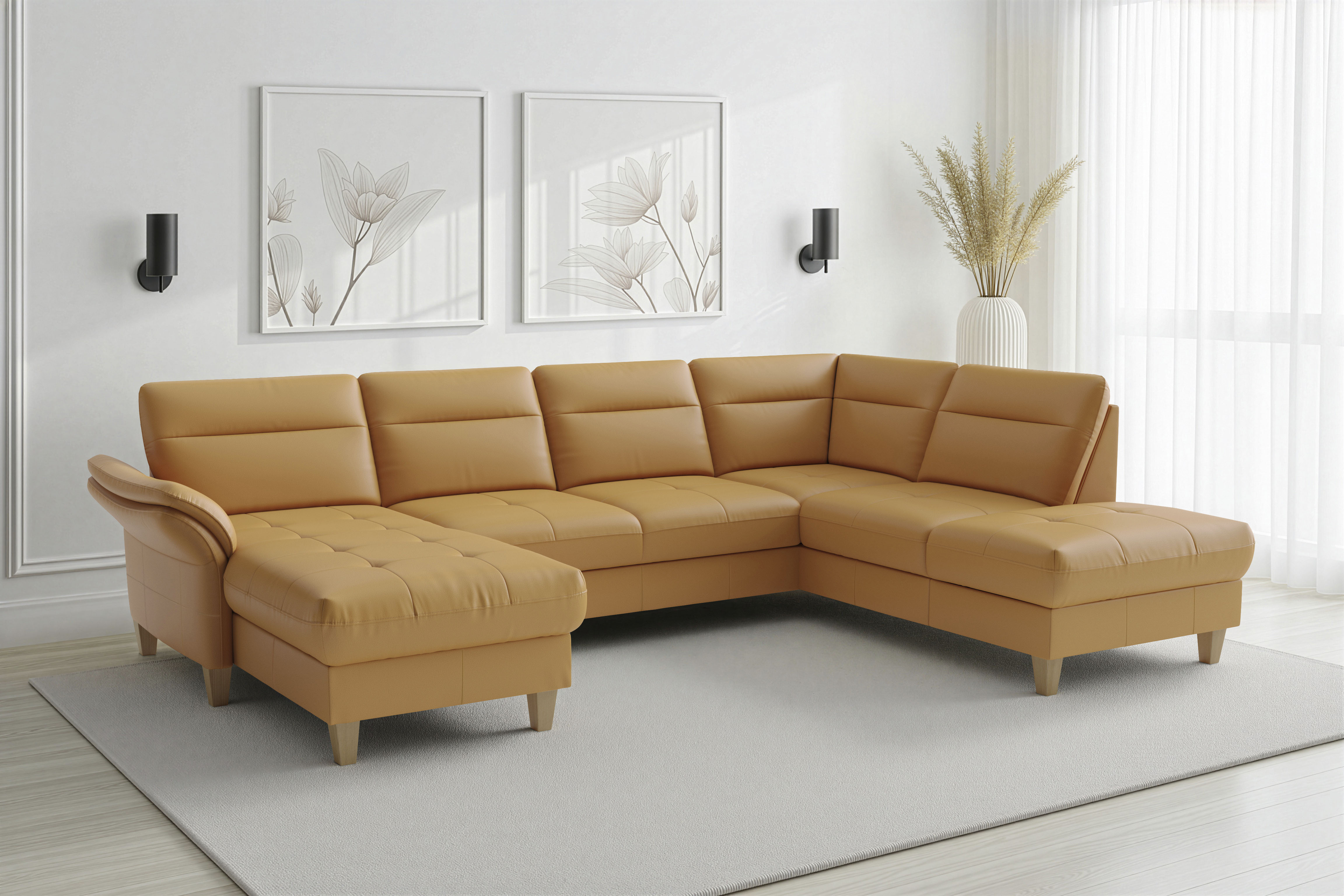 sit&more Wohnlandschaft "Pamela U-Form, B: 292 cm, optional Schlaffunktion & Bettkasten, Leder"