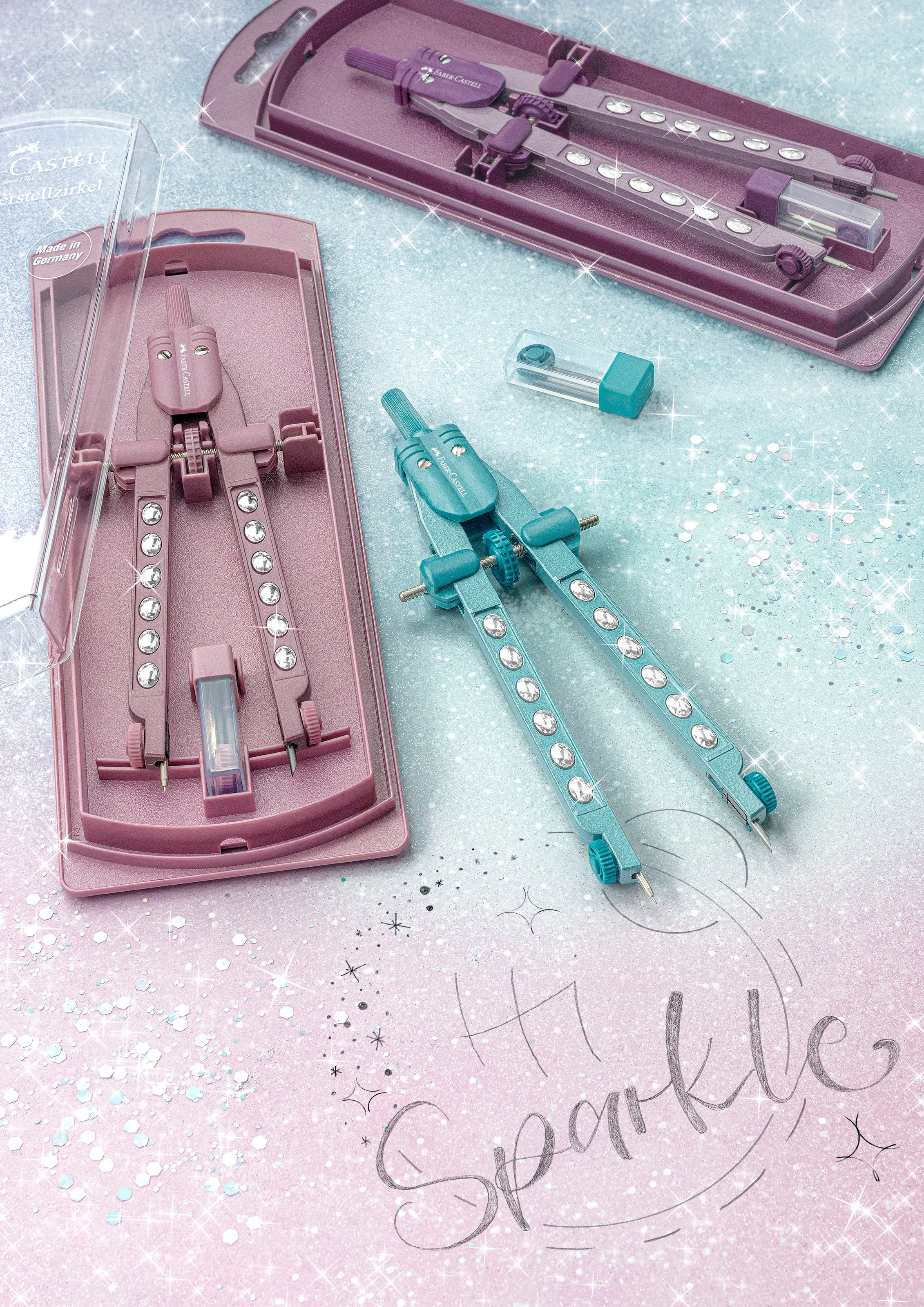 Faber-Castell Zirkel »Schnellverstellzirkel Factory Sparkle« Lieferung erfolgt farblich sortiert!
