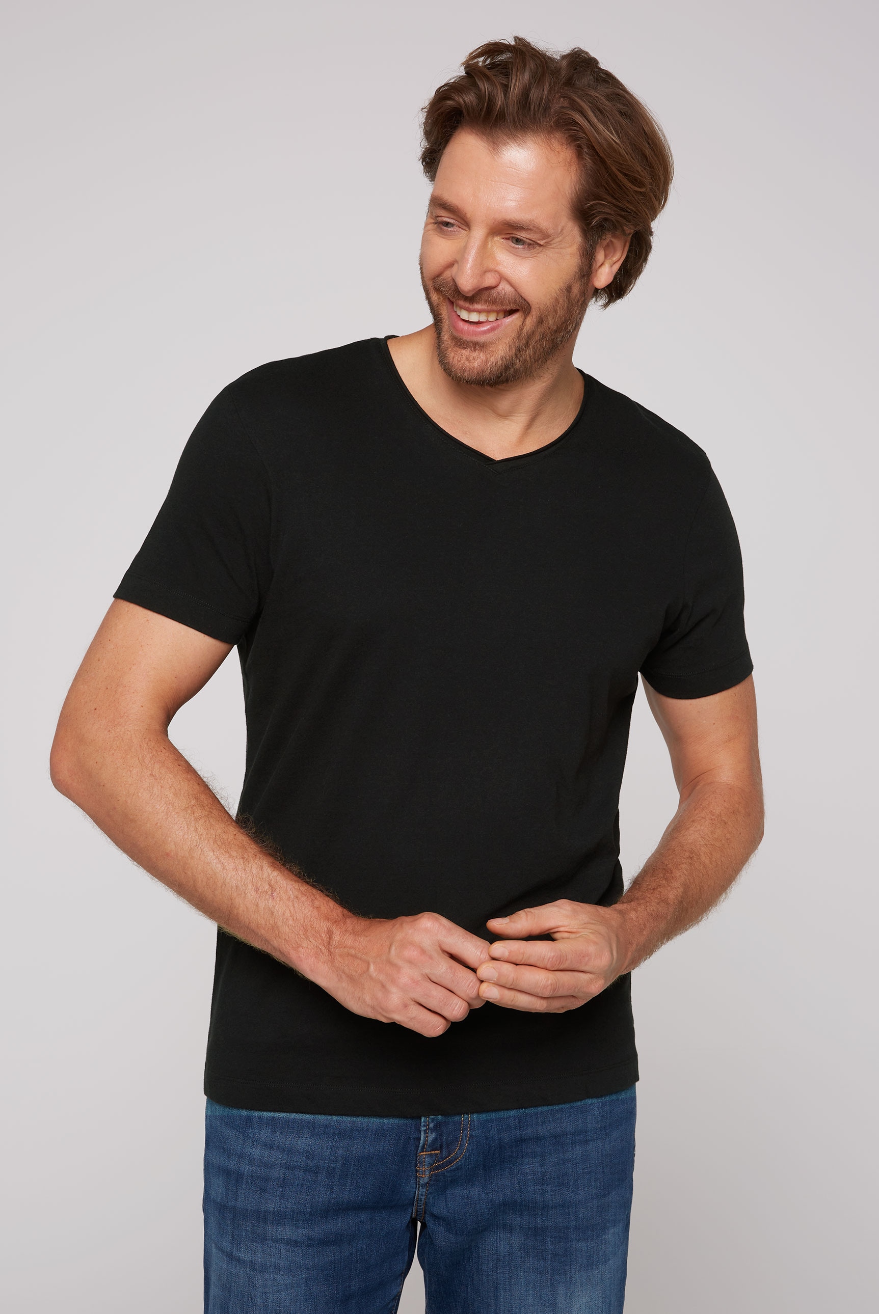 CAMP DAVID V-Shirt, (2 tlg.), gerade Form, Baumwolle, V-Ausschnitt günstig online kaufen