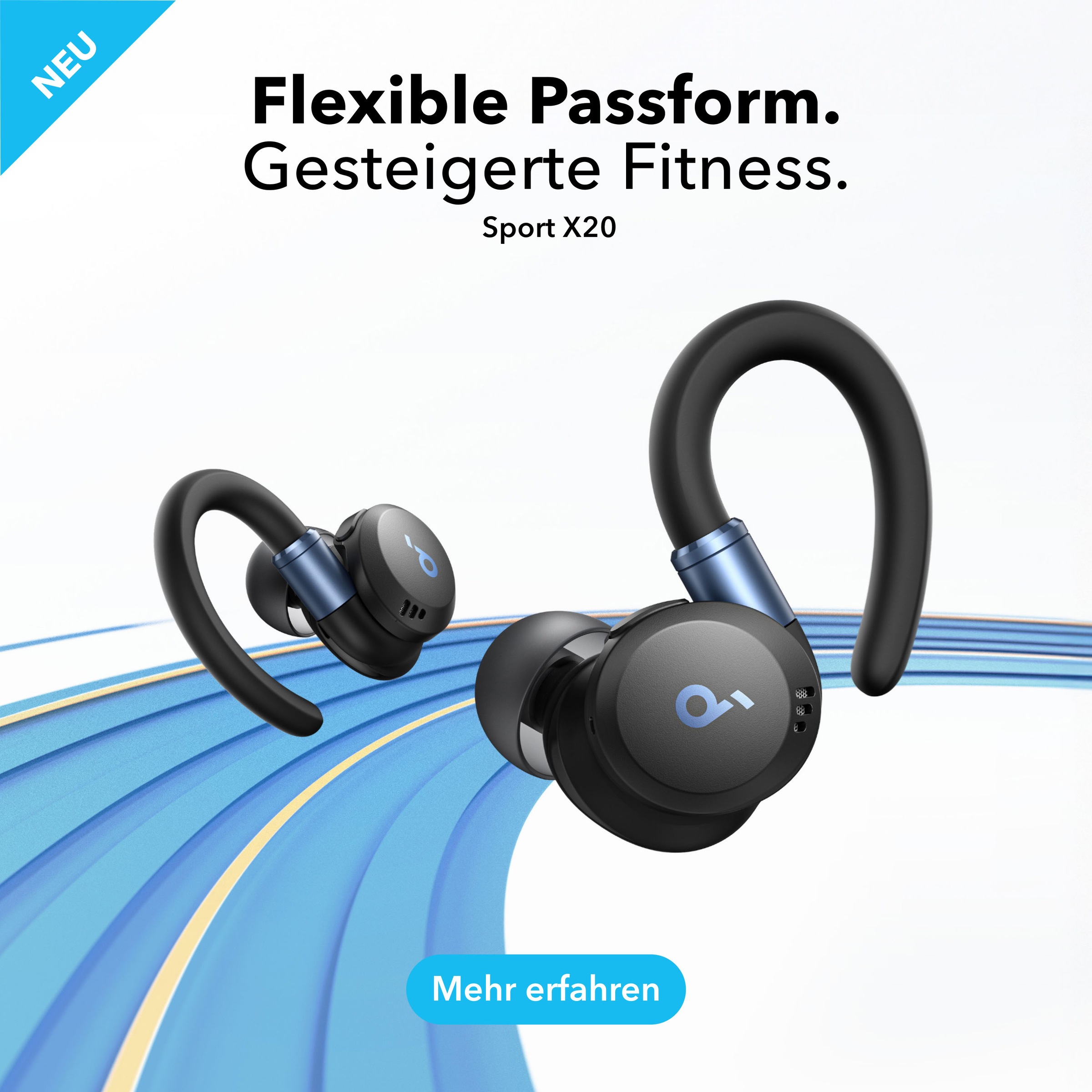 Anker wireless In-Ear-Kopfhörer »soundcore Sport X20« Bluetooth Adaptive Noise-Cancelling | integrierte Steuerung für Anrufe und Musik