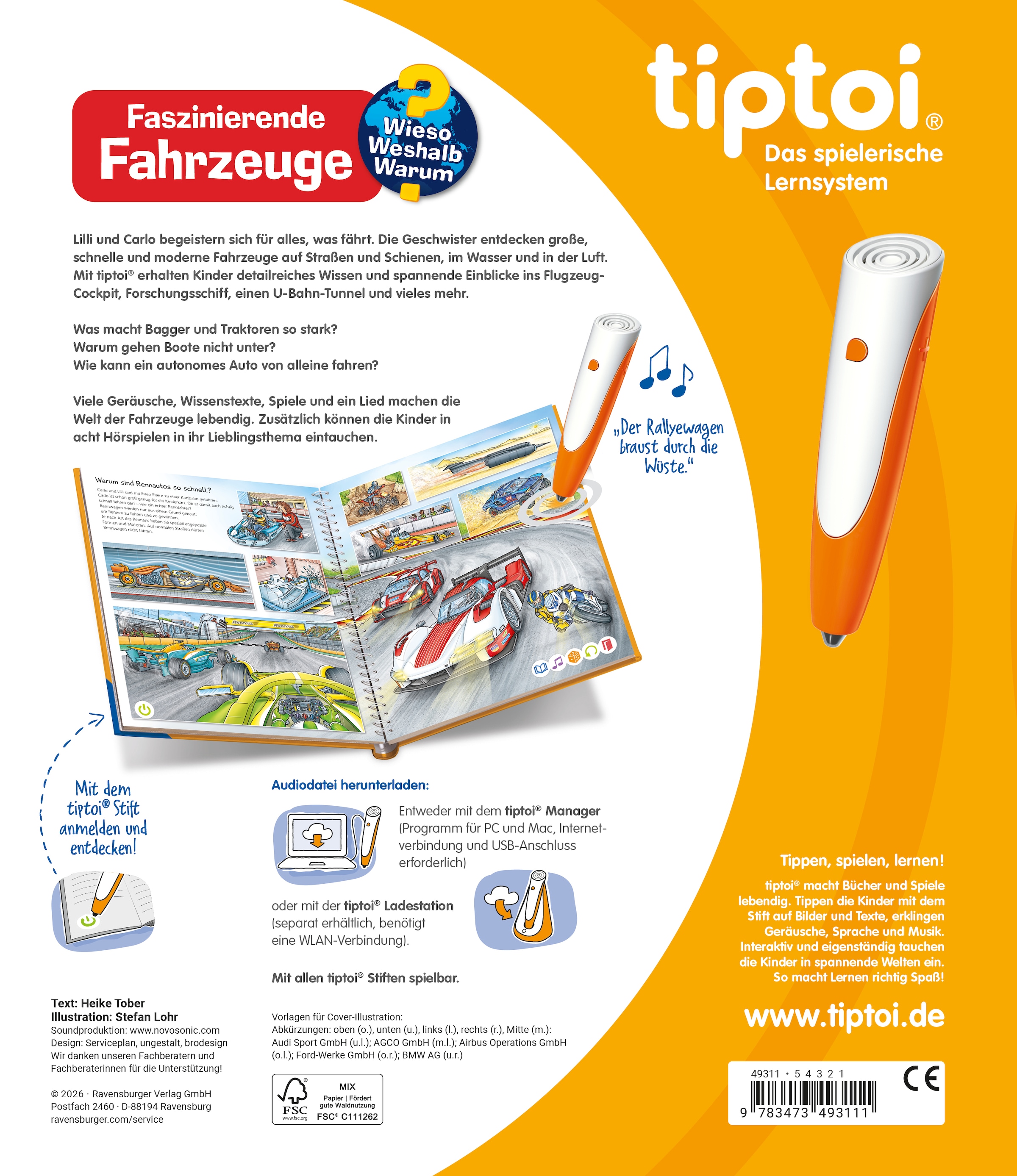 Ravensburger Kinderbuch »tiptoi® Wieso? Weshalb? Warum? - Faszinierende Fahrzeuge« Made in Europe