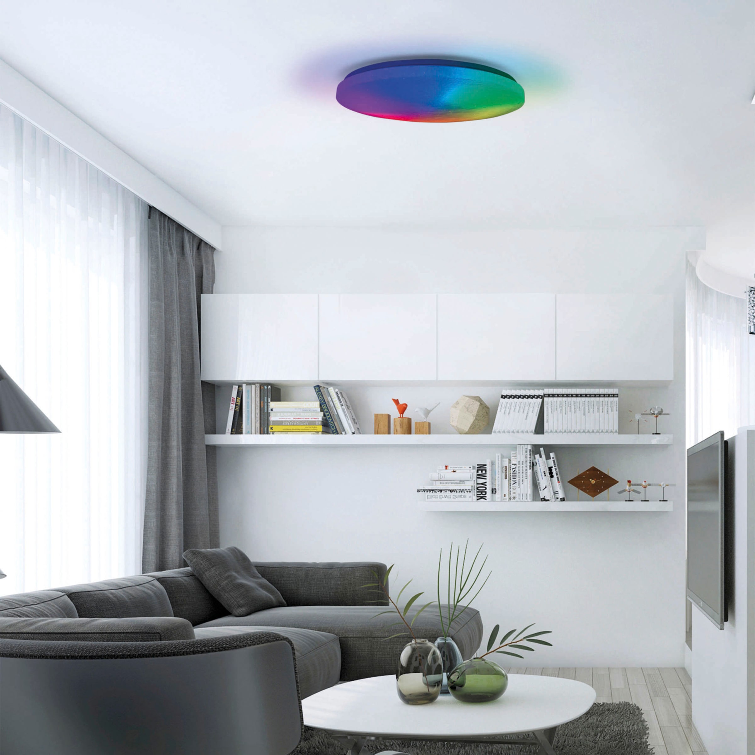 näve LED Deckenleuchte »Rainbow«, 1 flammig-flammig, Kristalleffekt, dimmbar, Nachtlicht, CCT, Farbwechsler, Fernbedienung