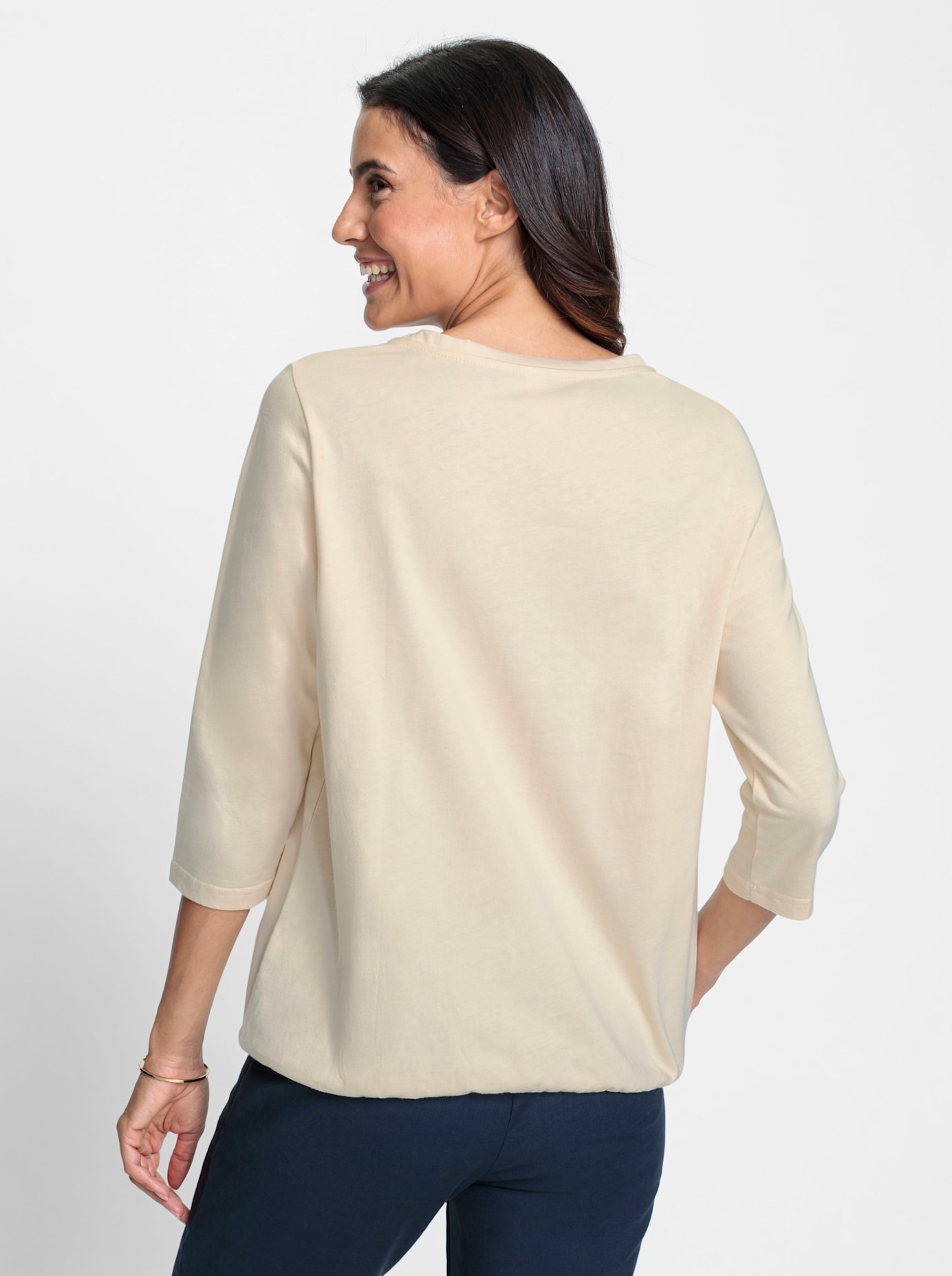 Inspirationen 3/4 Sleeve Shirt Ivory Blue Size 52 2