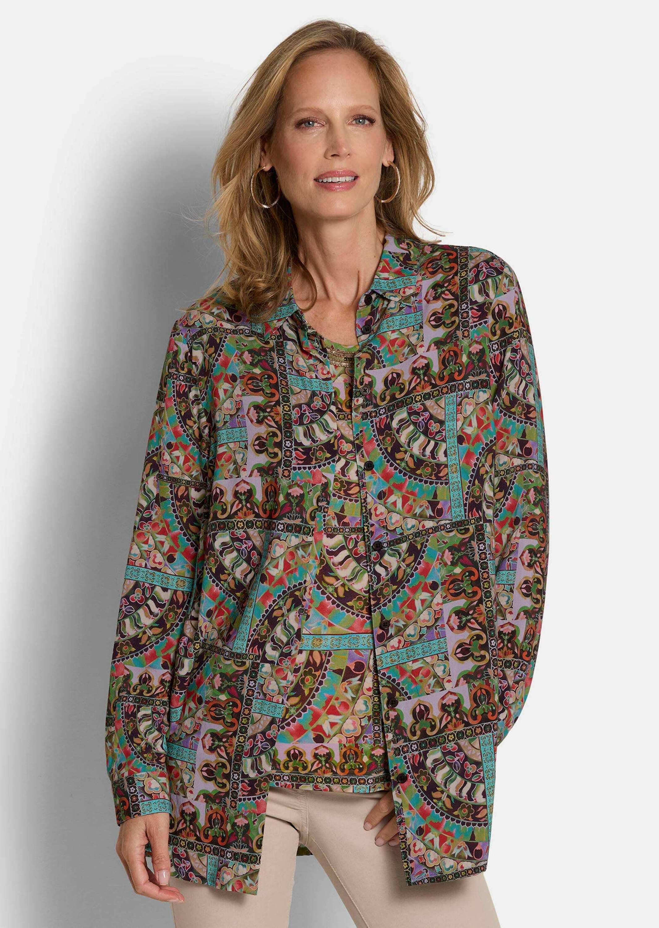 GOLDNER Hemdbluse »Kurzgröße Länger geschnittene Bluse aus reiner Viskose«