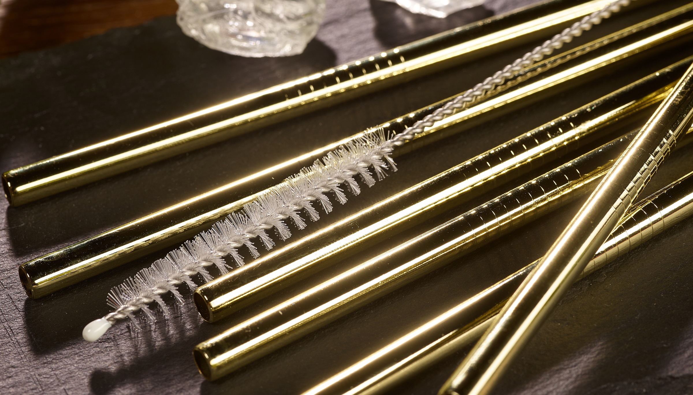 ECHTWERK Trinkhalme, (Set, 6 tlg.), Strohhalm-Set, Cocktail Zubehör, Edelstahl, inkl. Reinigungsbürste