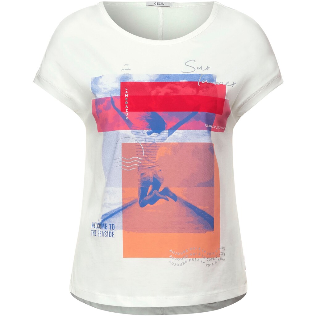 Damenmode Shirts & Sweatshirts Cecil T-Shirt, mit Sommer Print weiß Damenmode Shirts & Sweatshirts Cecil T-Shirt, mit Sommer Print weiß