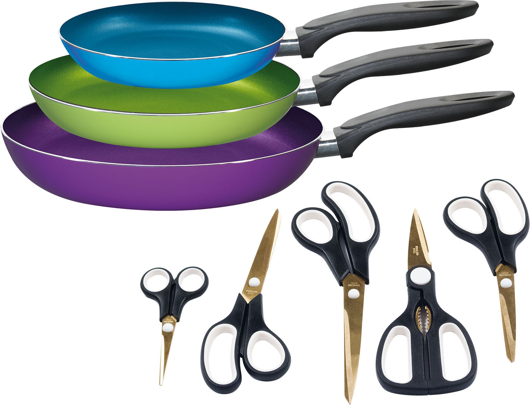 KING Pfannen-Set Aluminium Set, 5 Scheren, 3 Pfannen, 8 Stk. tlg. Induktion günstig online kaufen