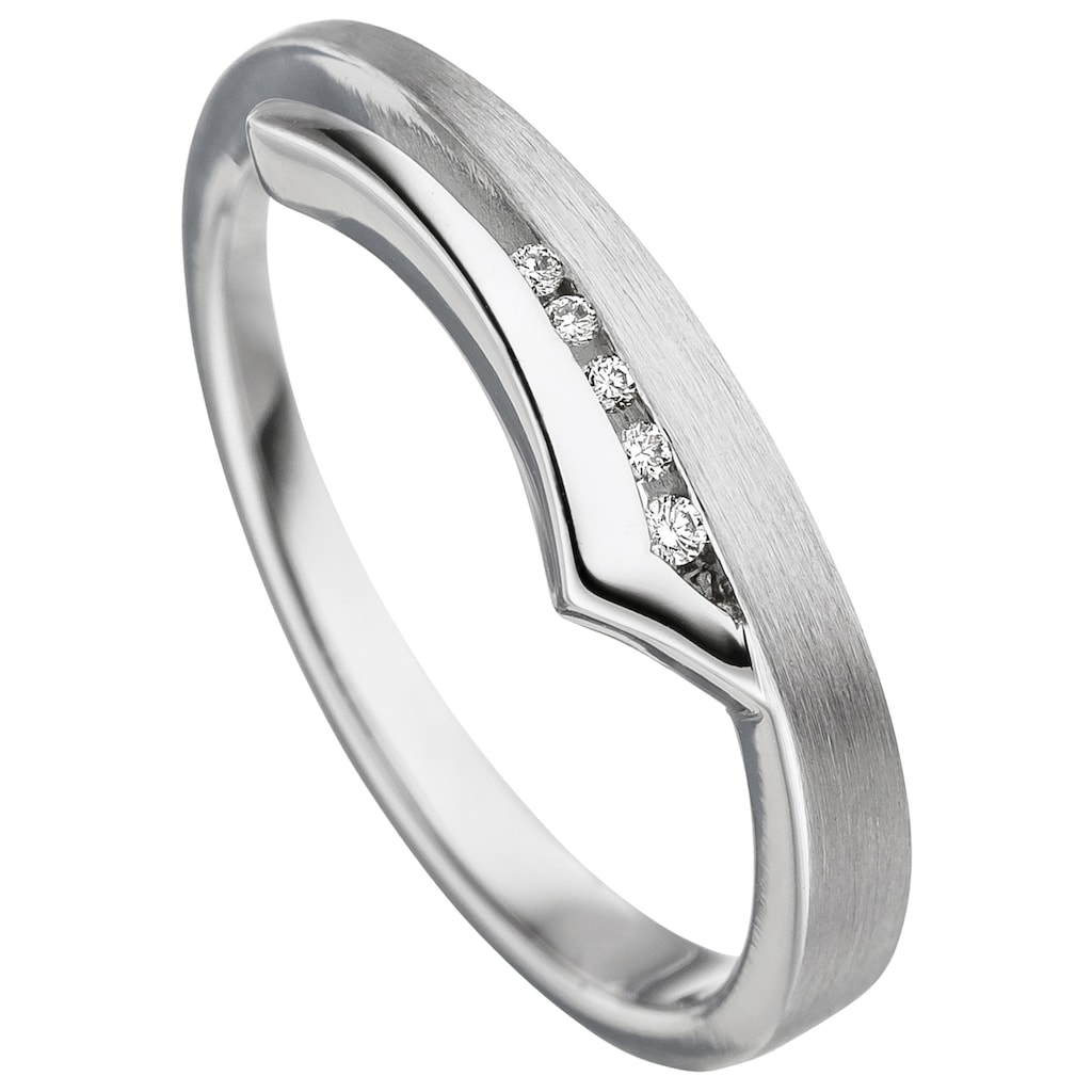 JOBO Fingerring »Ring mit 5 Diamanten« 585 Weißgold