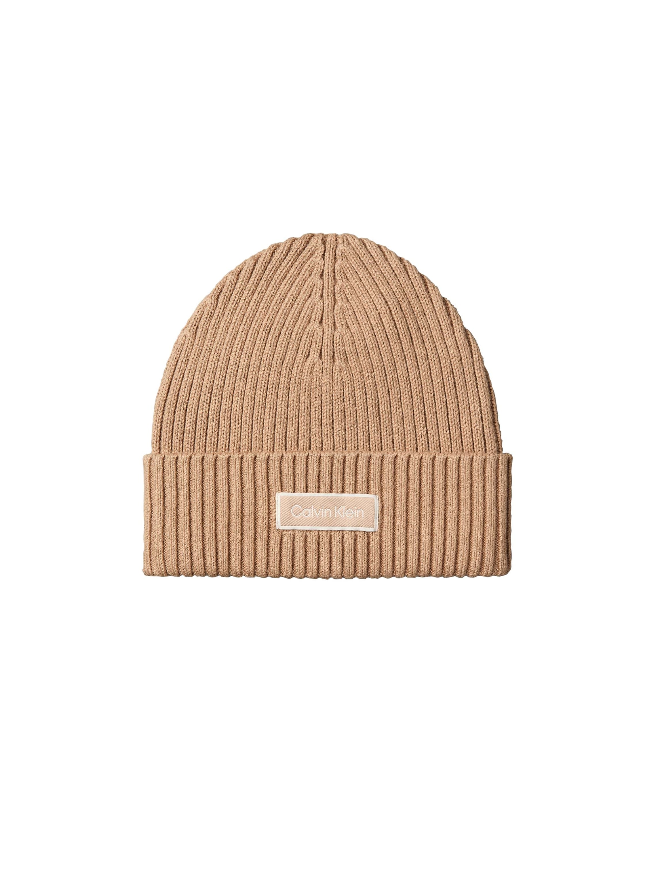 Calvin Klein "PATCH CHUNKY RIB COTTON BEANIE" Regular fit mit aufgenähtem Markenlogo