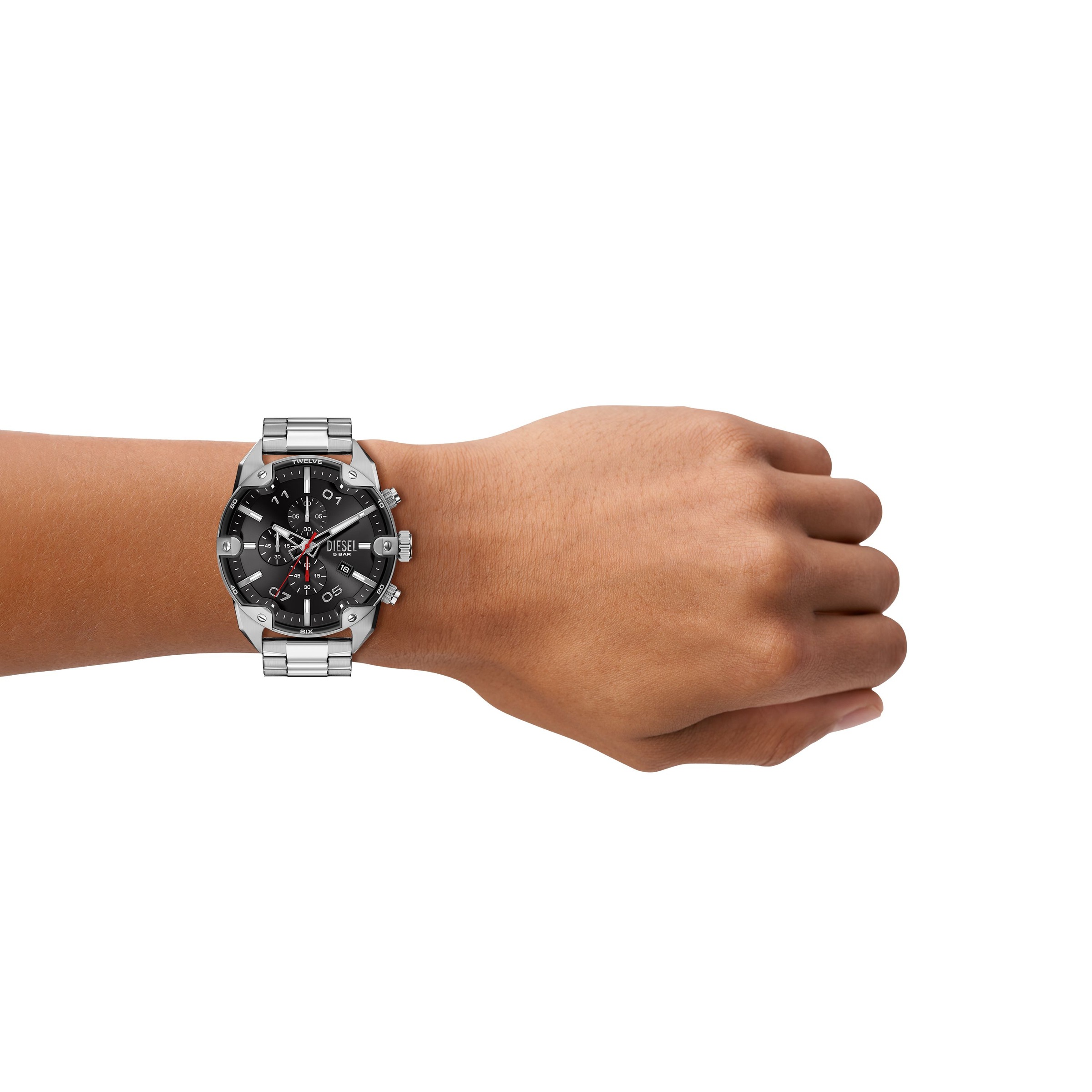 Diesel Chronograph »Spiked« Quarzuhr, Armbanduhr, Herrenuhr, Edelstahlarmband, analog, Tag