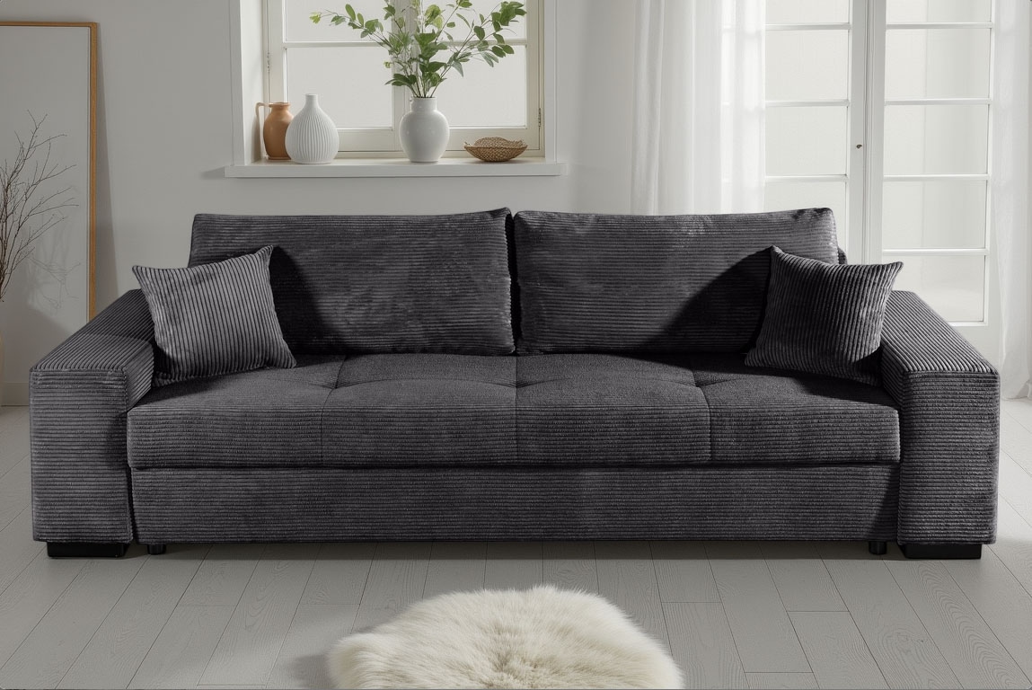 COLLECTION AB Schlafsofa "Kreta, B: 248 cm, Liegefl. 137x195 cm" Schlaffunktion, Bettkasten & 2 Zierkissen, optional mit Topper