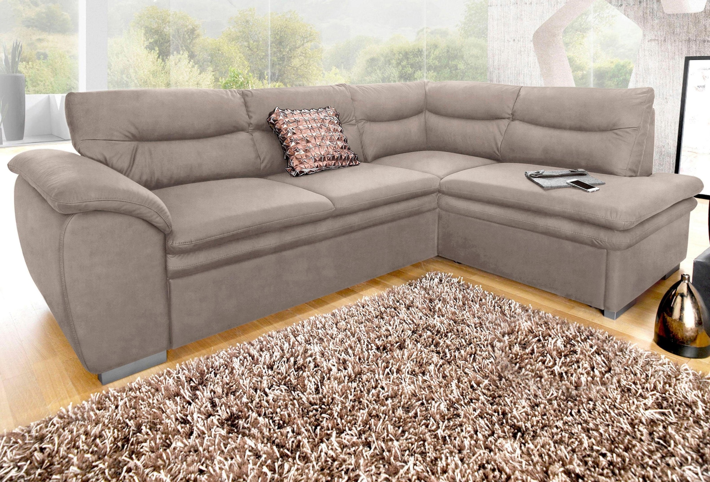 COTTA Ecksofa »Leandra L-Form«, wahlweise mit Bettfunktion & Bettkasten