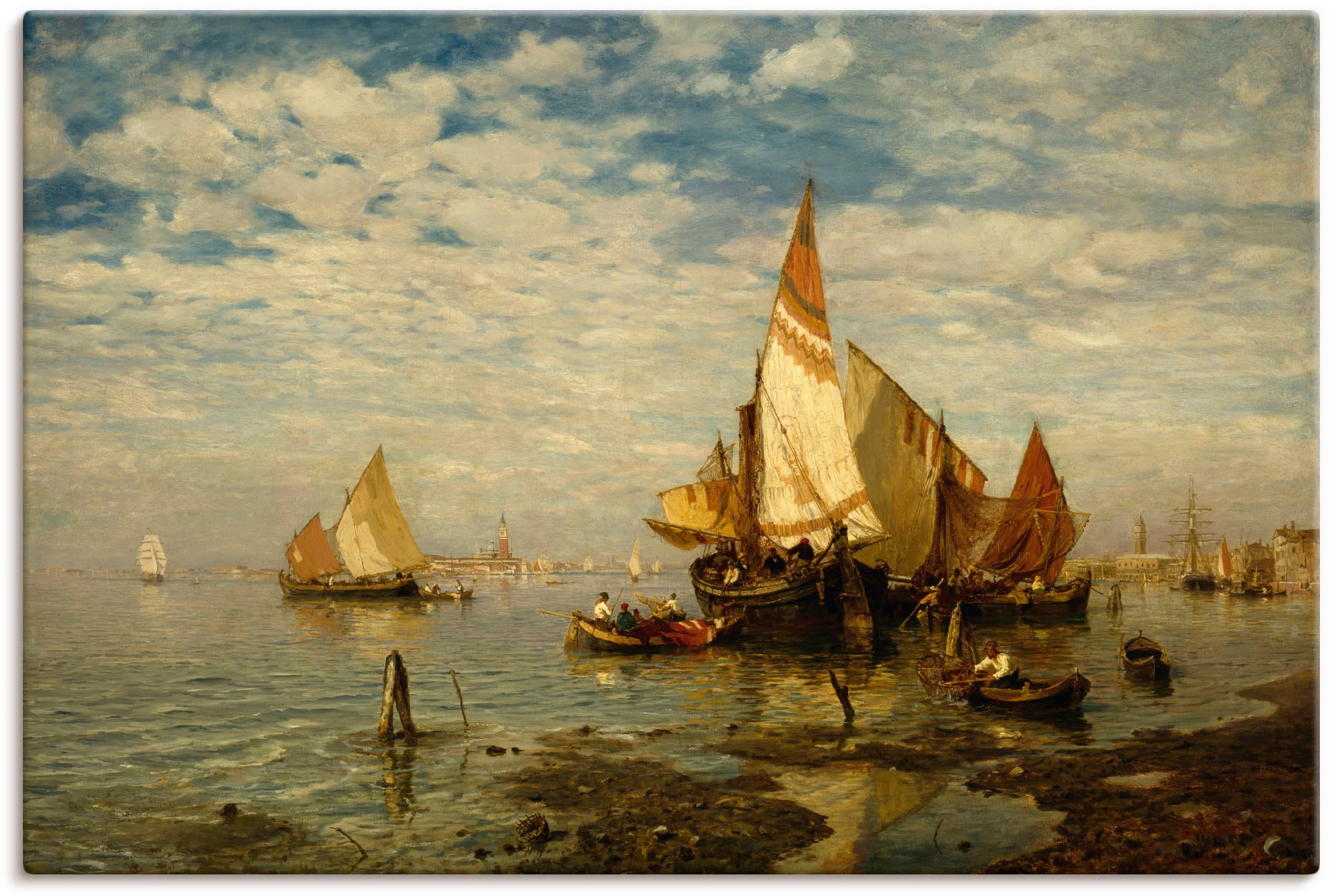 Artland Leinwandbild "In der Lagune bei Venedig" 1 Stk. tlg. auf Holzrahmen gespannt