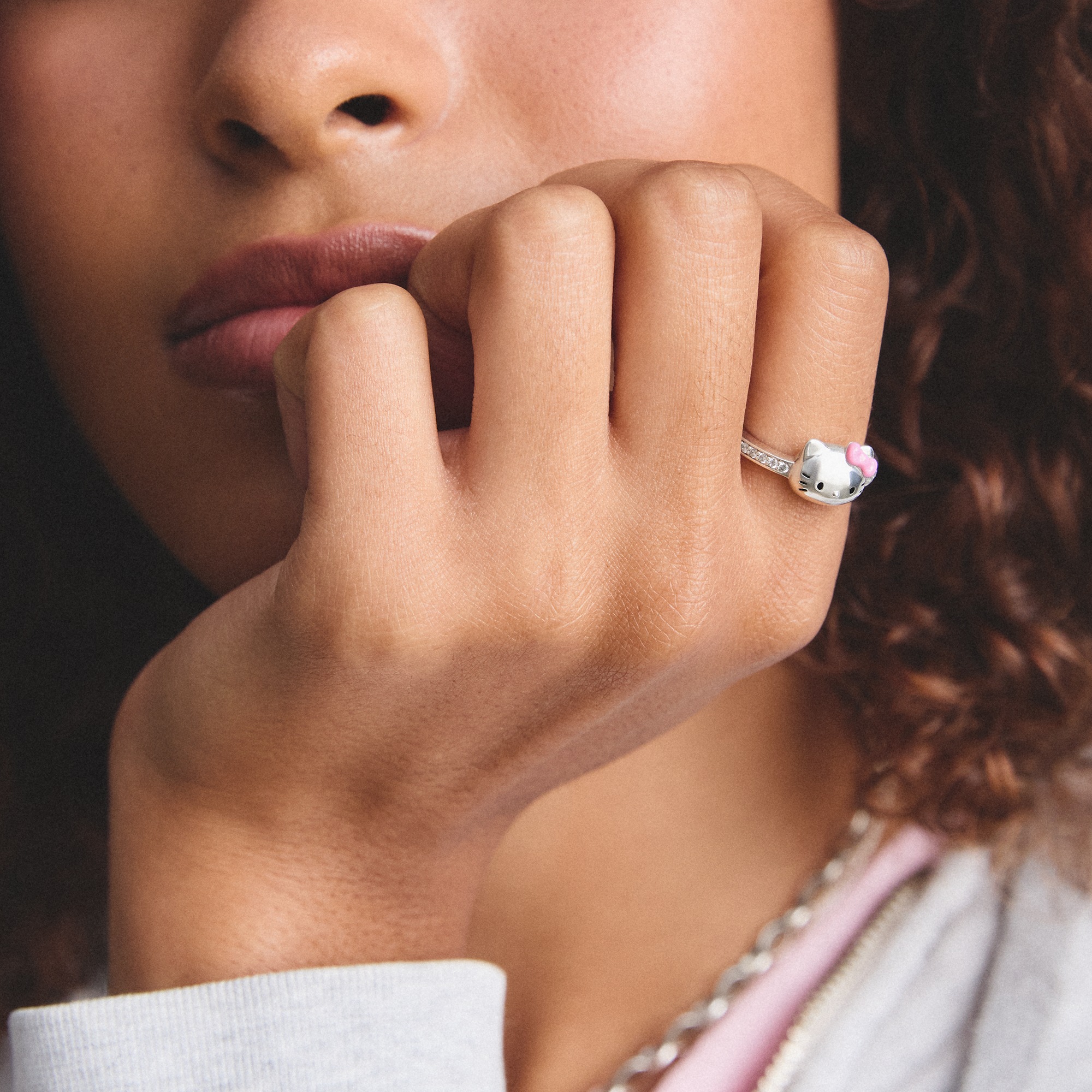 THOMAS SABO Fingerring »THOMAS SABO ♡ Hello Kitty Ring« mit Zirkonia (synth.) - Emaille