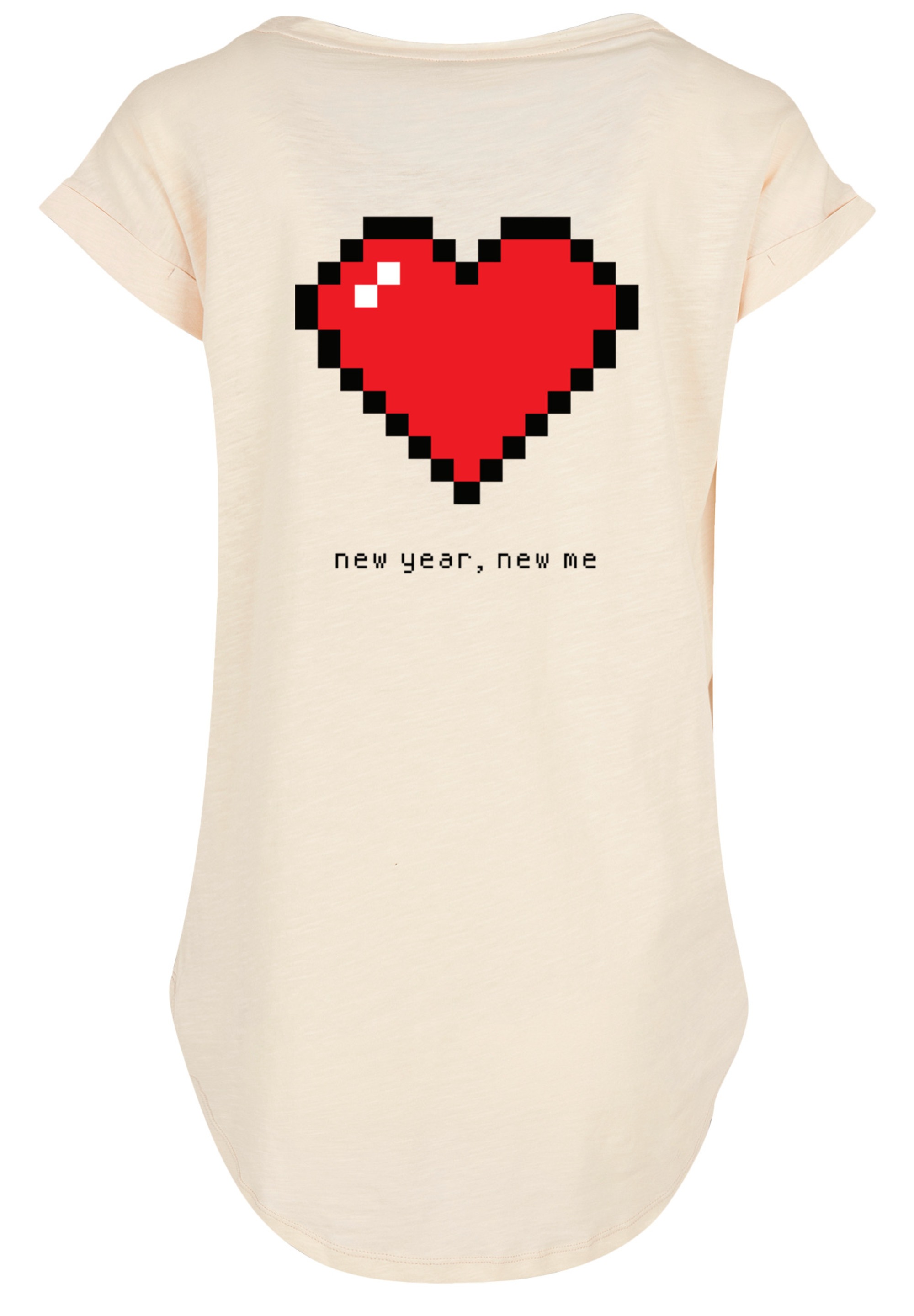 F4NT4STIC T-Shirt »Pixel Herz Happy New Year Silvester«, Print