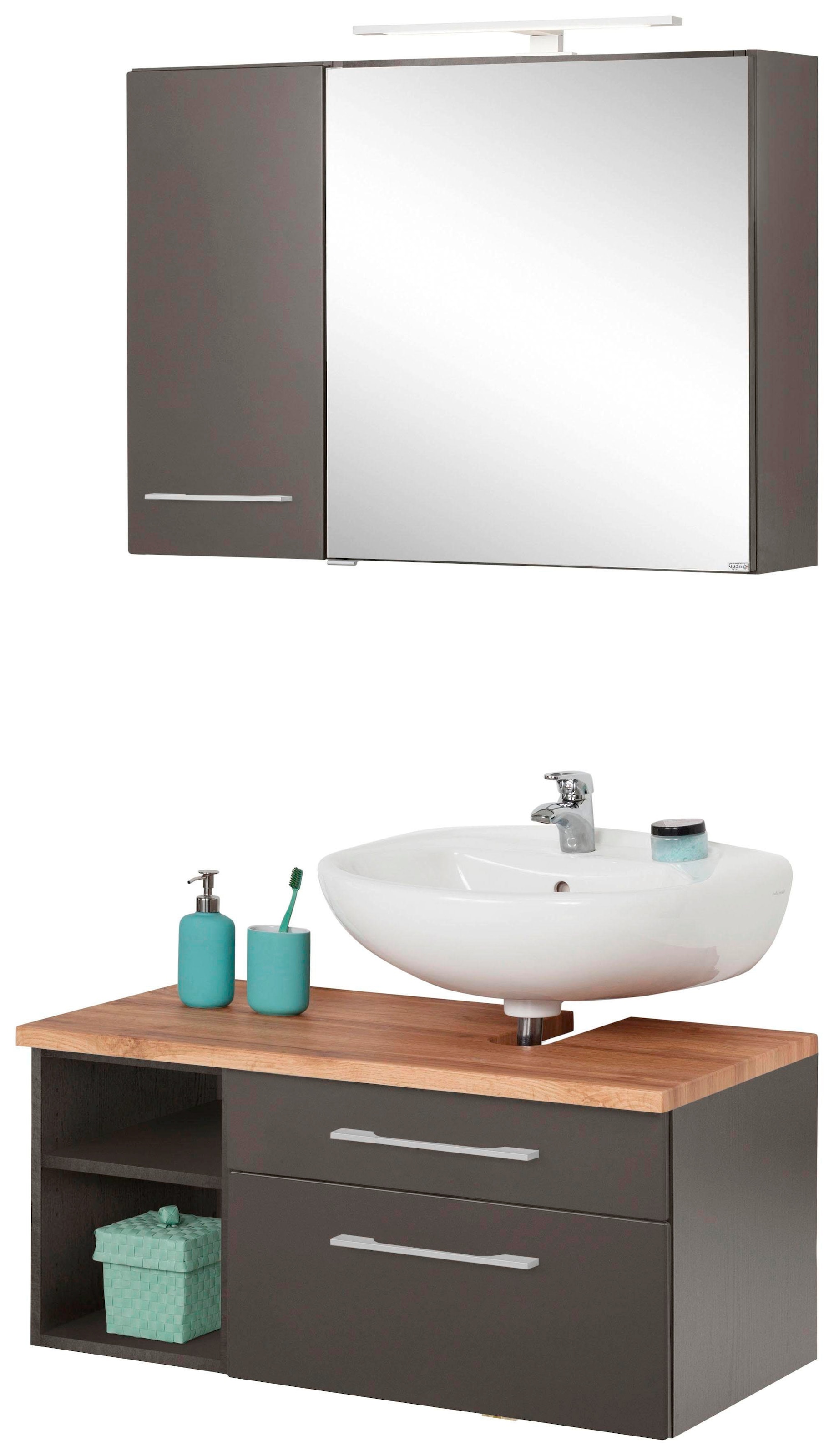 welltime Badmöbel-Set "Davos" 3 Stk. tlg. mit LED-Beleuchtung, Hängeschrank günstig online kaufen
