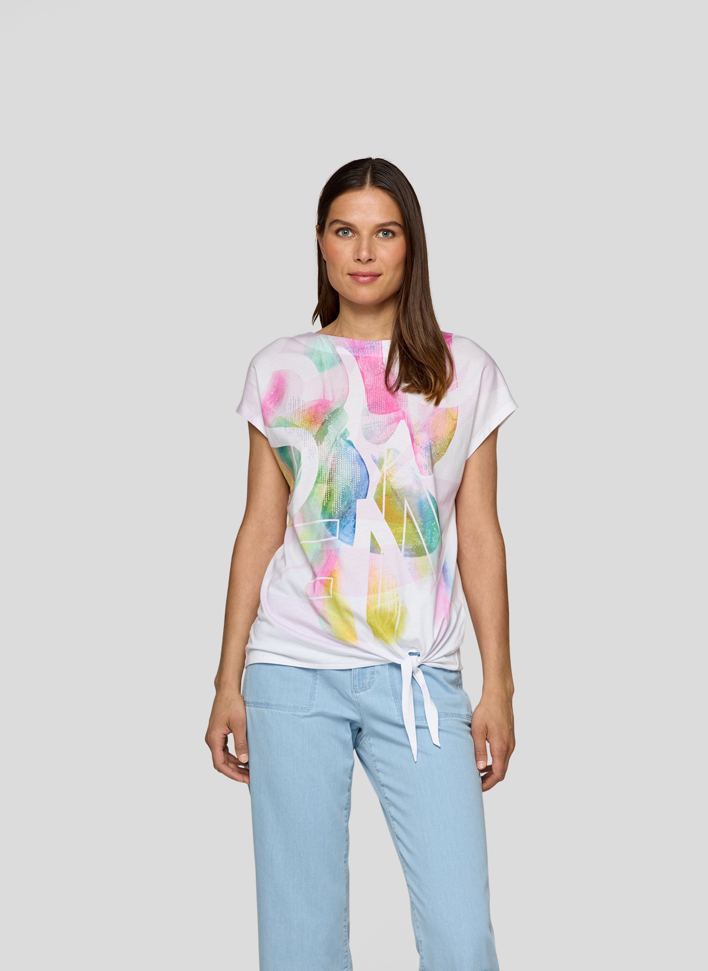 Rabe Print-Shirt "Rabe T-Shirt mit abstraktem Print und seitlichem Bindeban günstig online kaufen