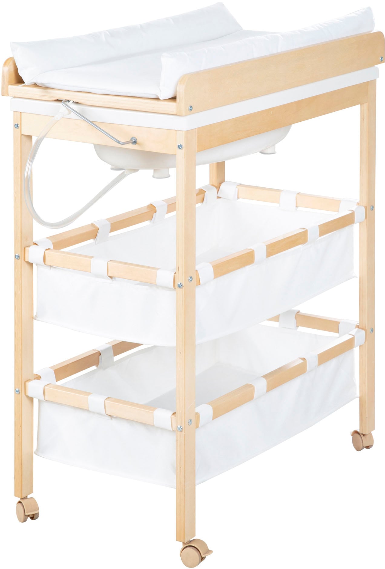ROBA Baby Bade- und Wickelregal "Baby Pool, natur", beige, Holzwerkstoff, Wickeltische, inkl. Wickelauflage weiß