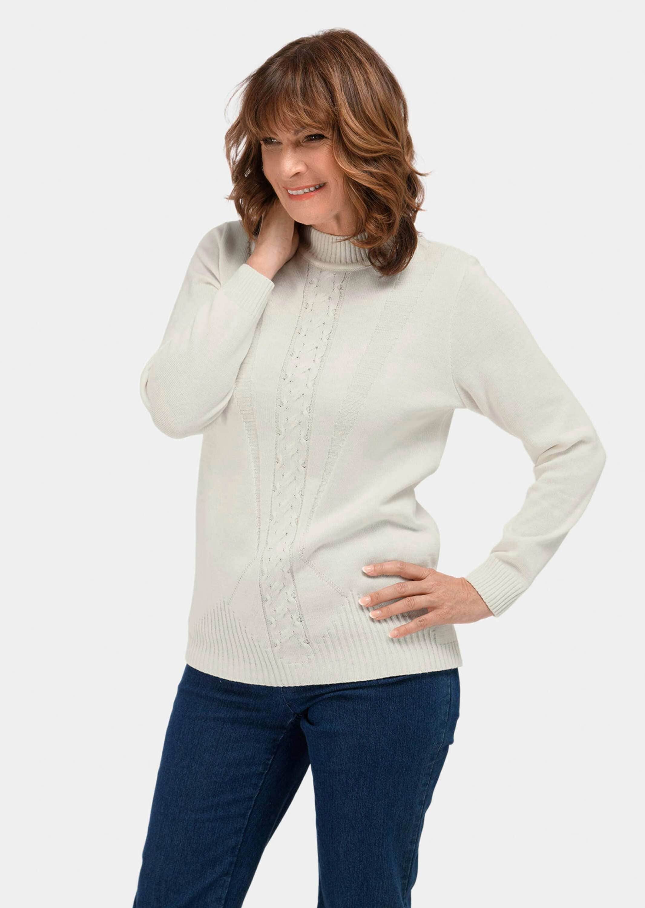 GOLDNER Rundhalspullover »Pullover mit streckendem Zopfmuster«