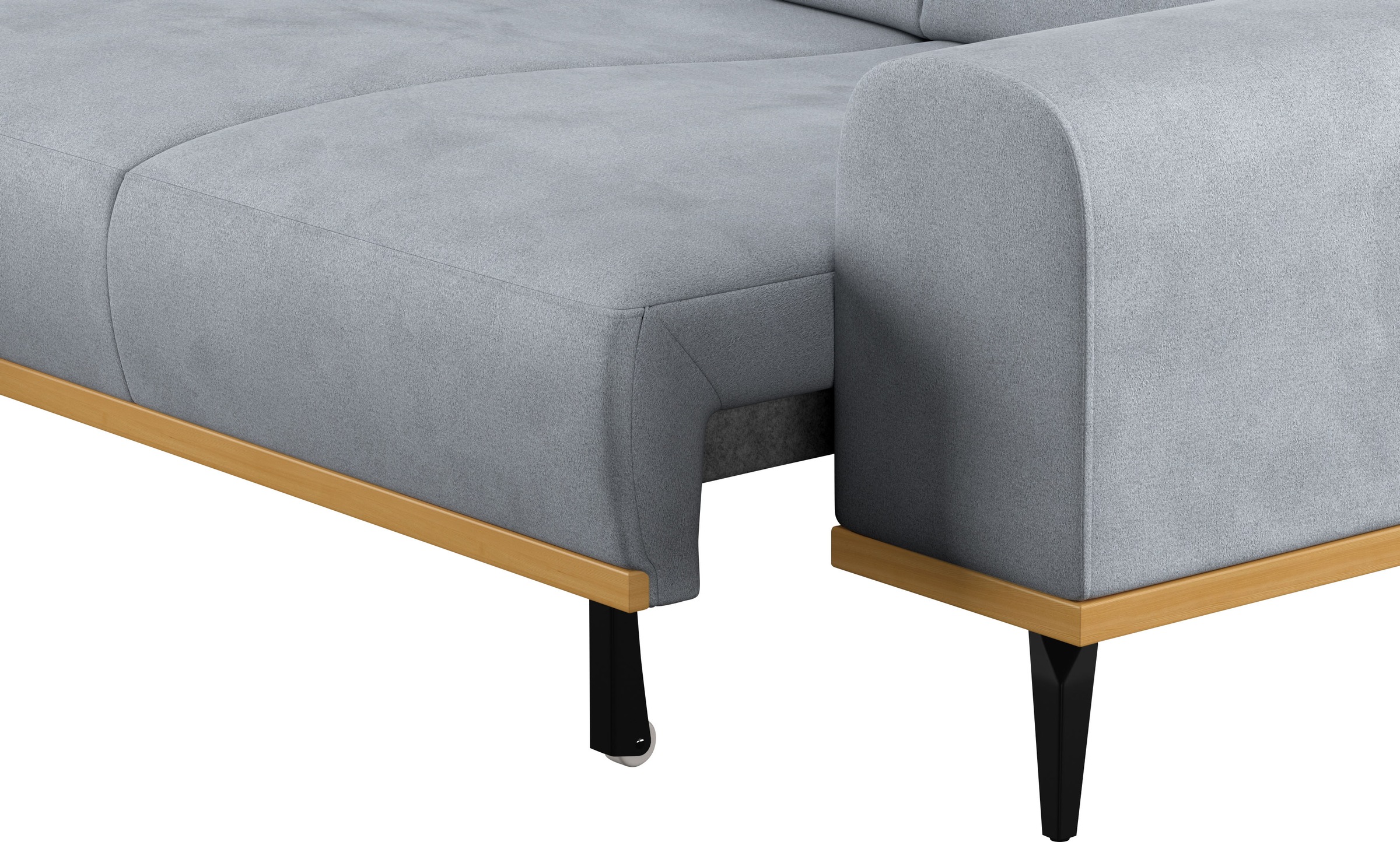Places of Style Ecksofa »Carlo L-Form«, mit Kopfteilverstellung & Holz-Rahmenoptik, wahlweise Relaxfunktion