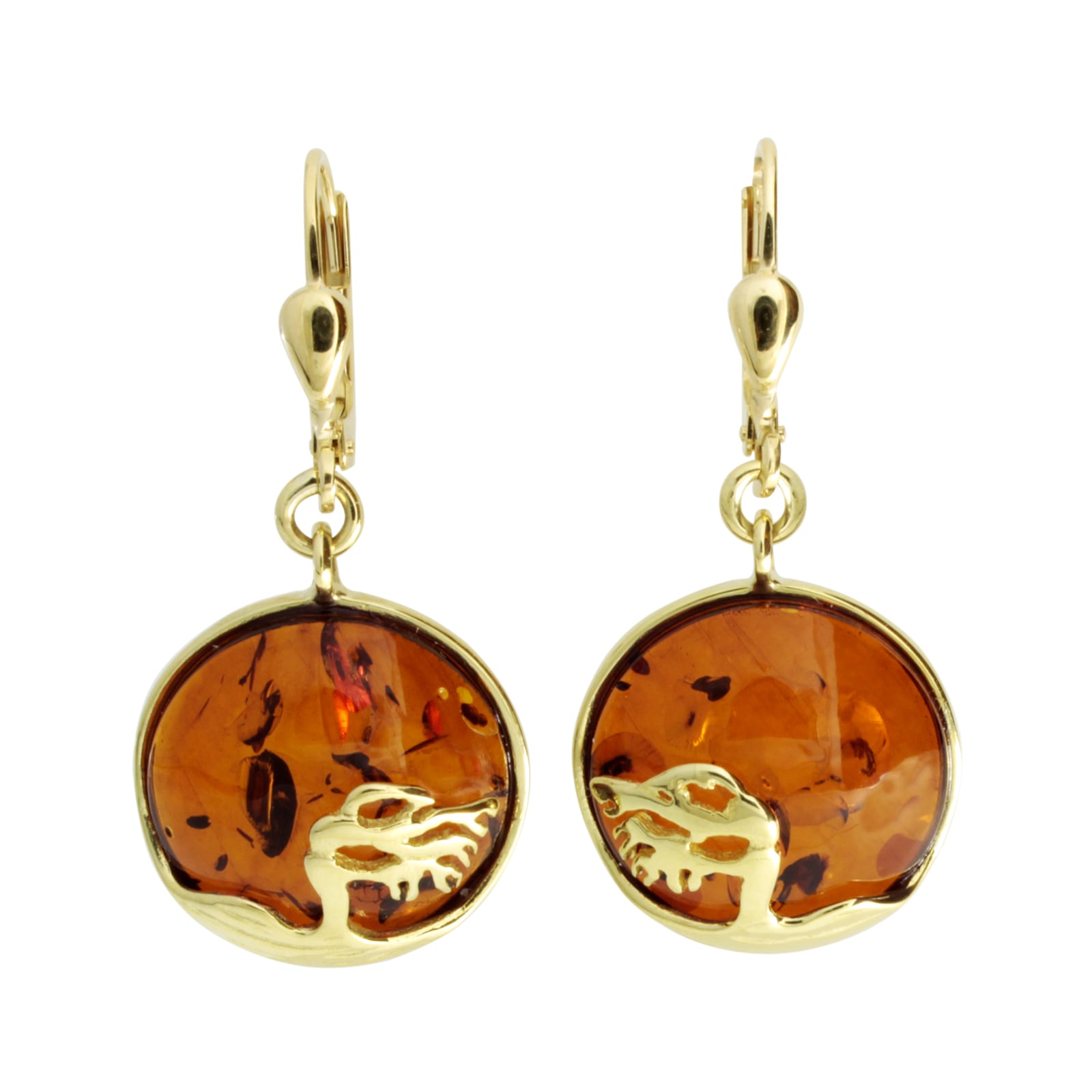 Paar Ohrhänger OSTSEE-SCHMUCK "Ostsee-Schmuck Ohrhänger Windflüchter 16 mm", gelb, Ohrringe, Damen, 34 x 16mm, Gelbgold 333