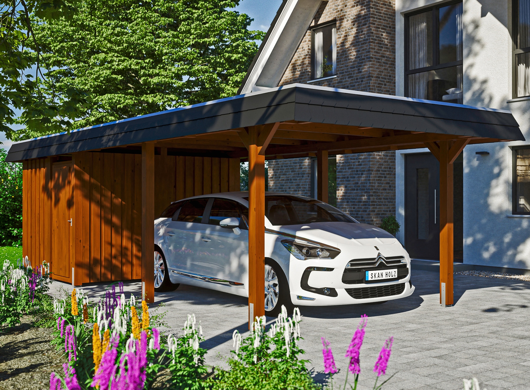 Skanholz Einzelcarport "Wendland" Leimholz 291 cm braun