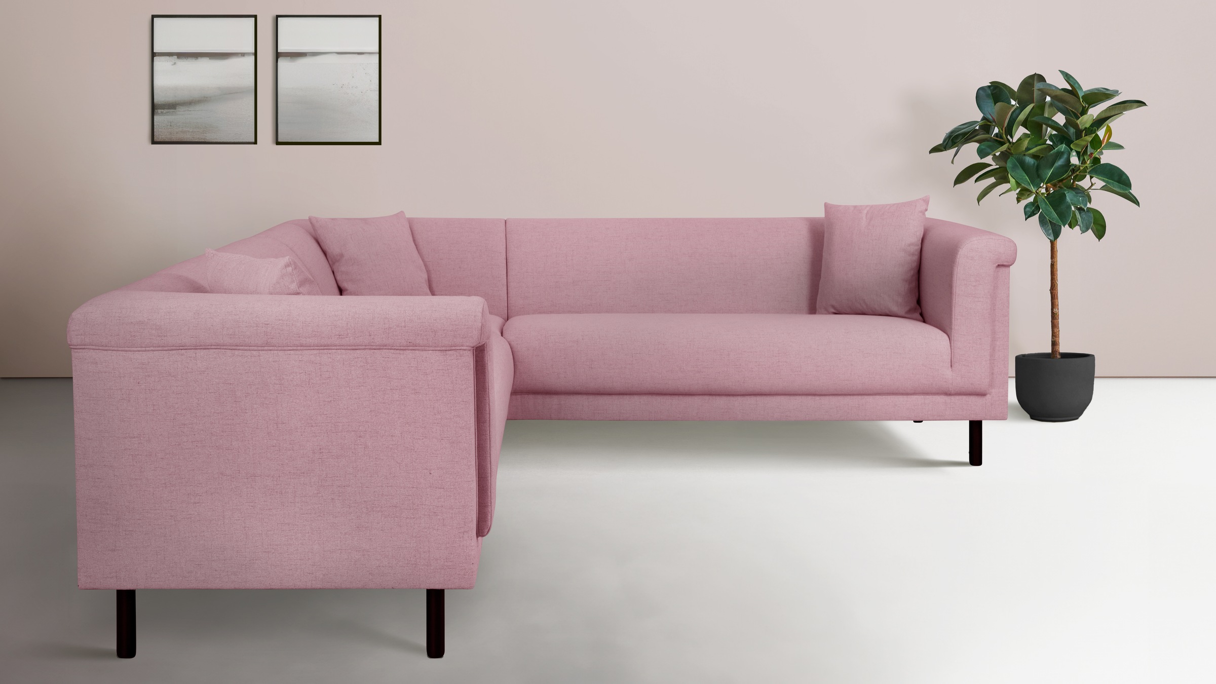 INOSIGN Ecksofa »AGNIA L-Form  B/T/H: 244/244/71 cm«, incl. Zierkissen, gleichschenklig, auch in Cord