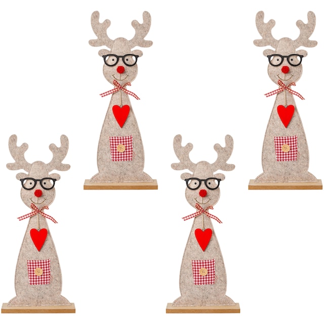 Creativ deco Weihnachtsfigur »Weihnachtsdeko«, Hirsch aus Filz mit niedlicher  Brille bestellen | BAUR