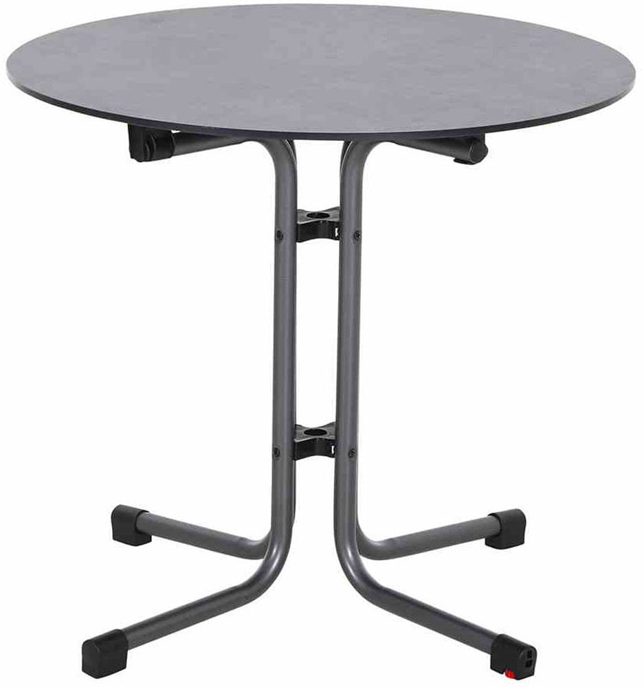 Siena Garden Gartensessel »Lane Sessel  taupe 4er Set mit Tisch« Set, 4 Stk. tlg. 4 x Stapelsessel + Tisch Sola Ø 80 cm