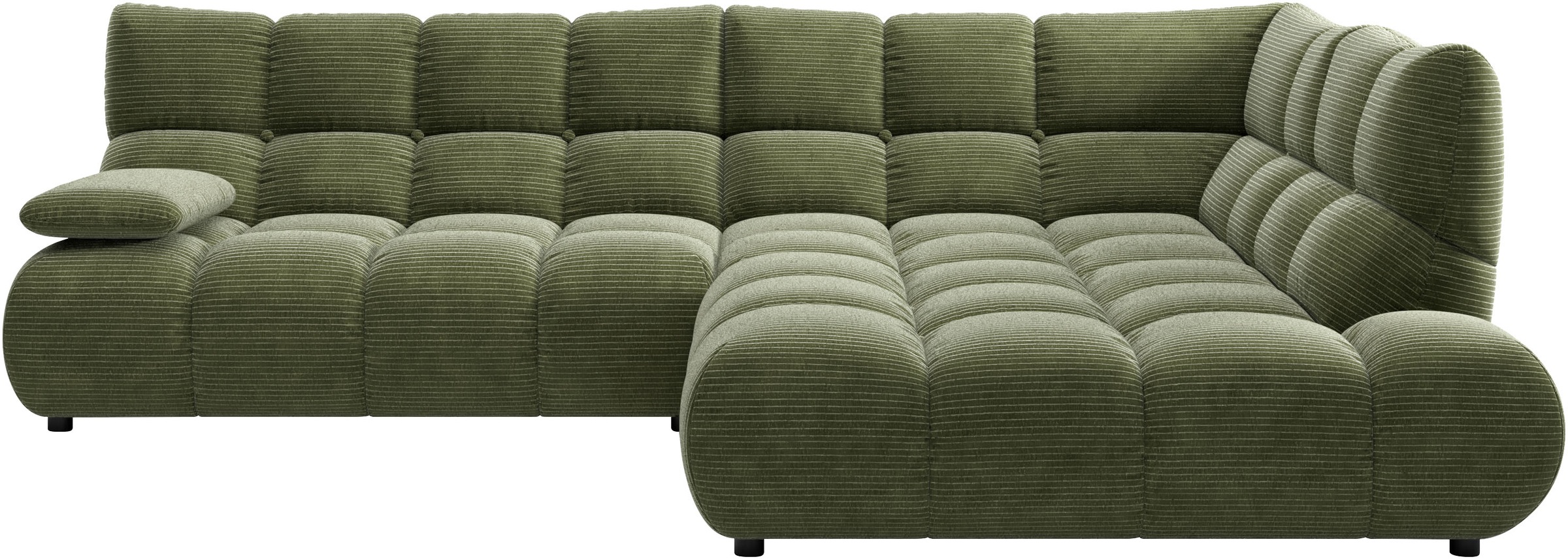 Home affaire Ecksofa "Cozy Bubble, mit klappbarer Armlehne, Breite 289 cm" mit eleganter Steppung, Rundumbezug & weicher Polsterung