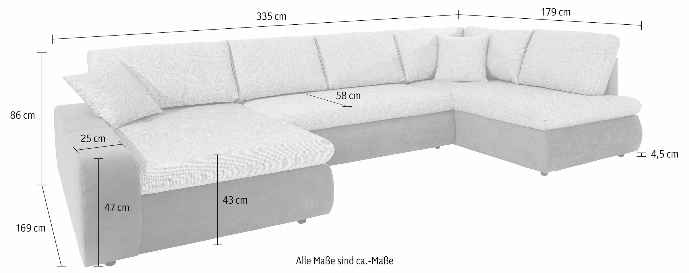 TRENDMANUFAKTUR Wohnlandschaft »Indie, U-Form«, wahlweise mit Bettfunktion