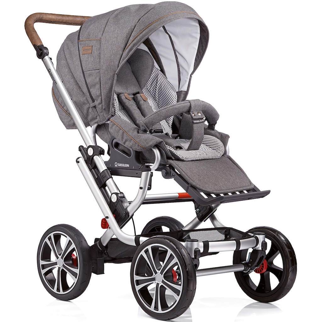 Gesslein Kombi-Kinderwagen »F10 Air+, eloxiert/tabak, grau meliert/Streifen«