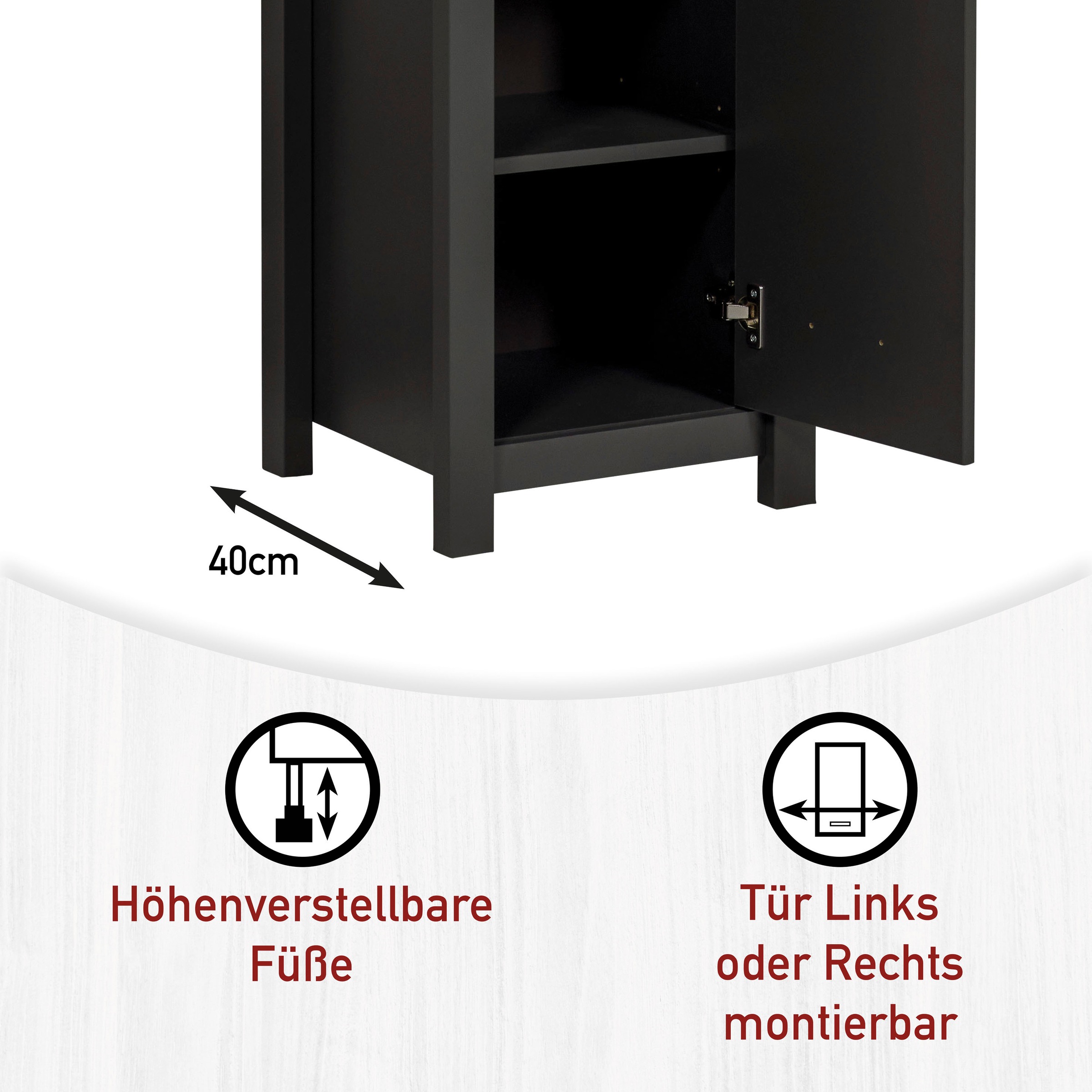 Inter Link Badmöbel-Set »Carbona, 3-tlg. Badmöbel-Set mit Stauraum in Anthrazit/Eiche-Optik« 3 Stk. tlg.