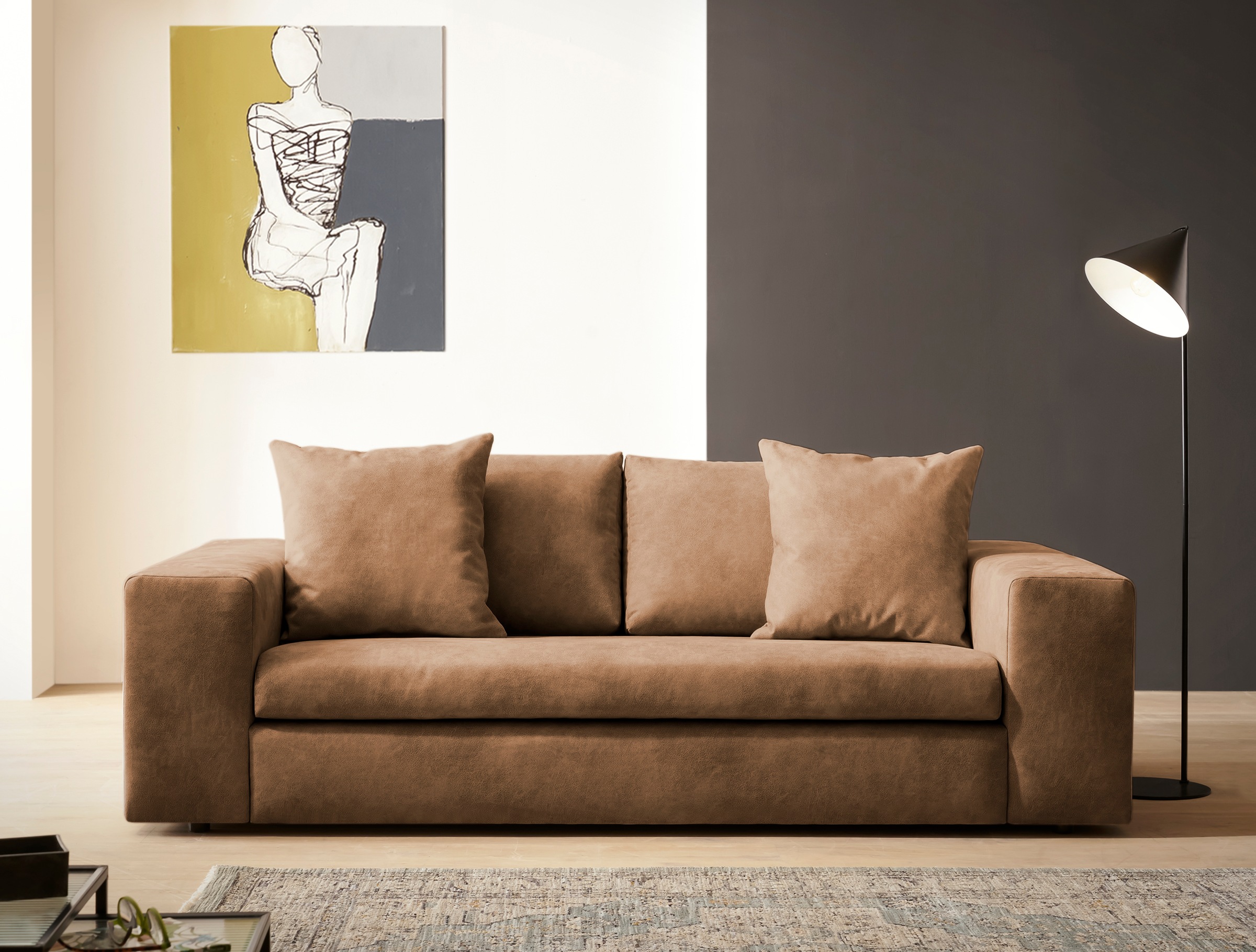 Home affaire 2-Sitzer "SLEETLAND XXL in Samtvelours oder Vintage-Leder-Opti günstig online kaufen